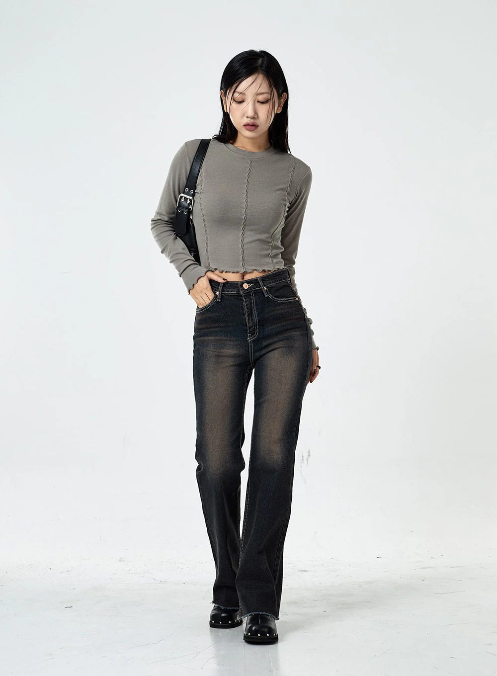 Basic Washed Bootcut Jeans CS07 - Image 4
