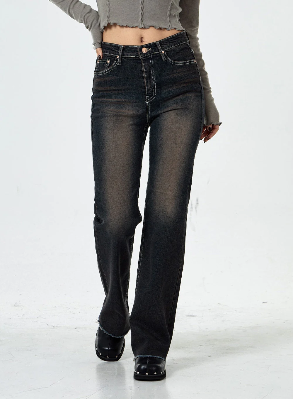 Basic Washed Bootcut Jeans CS07 - Image 5