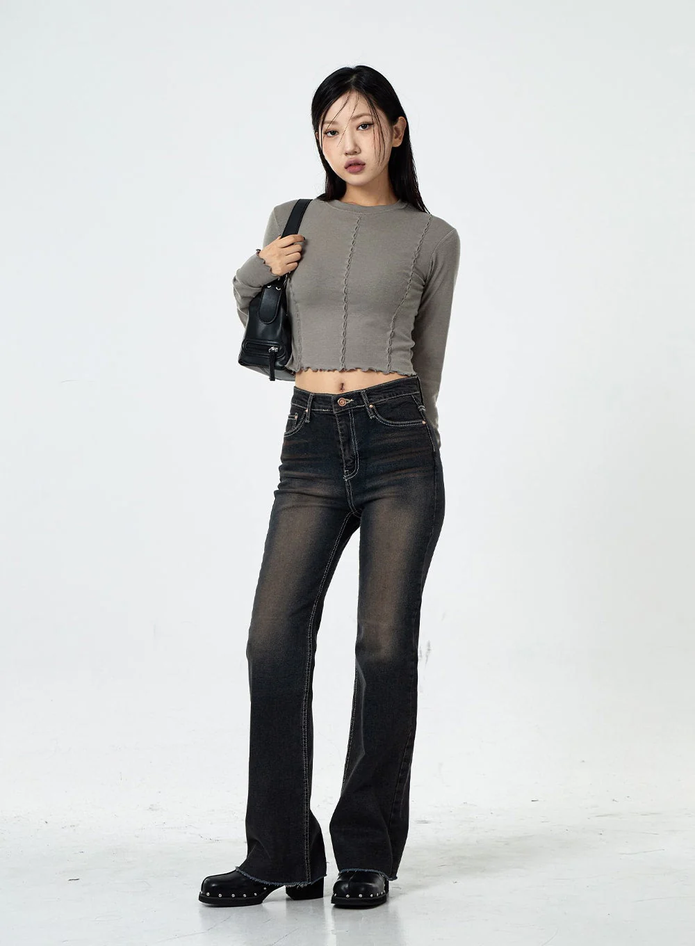 Basic Washed Bootcut Jeans CS07 - Image 8