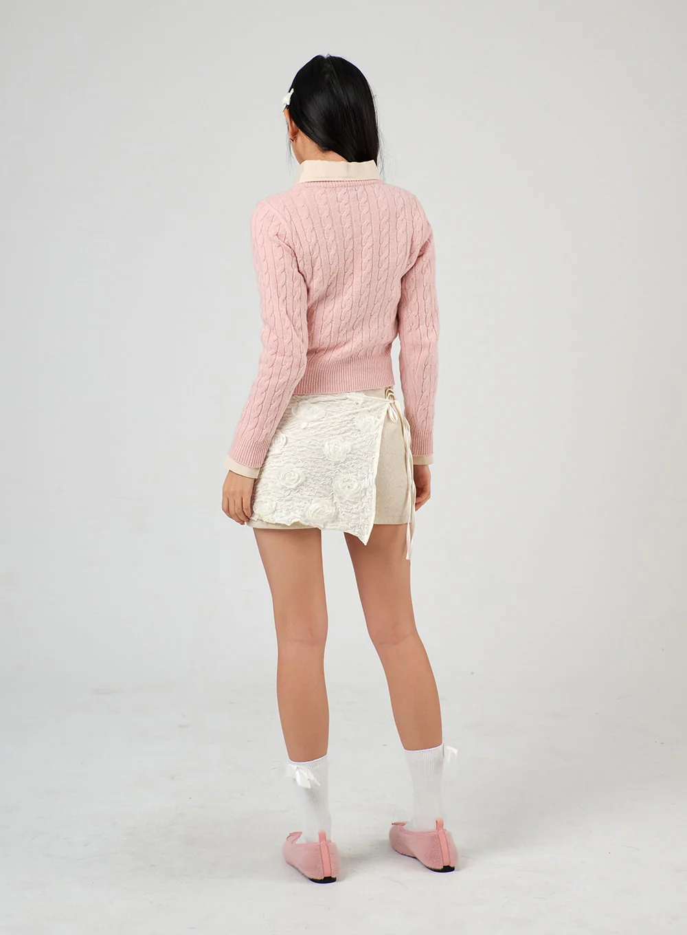 Crop Cable Knit Sweater IJ403 - Image 5