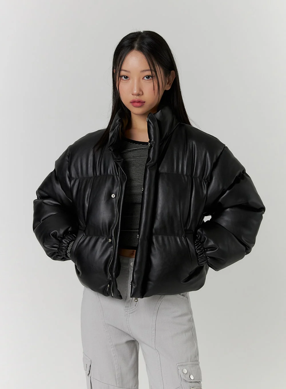 Crop Zip Up Puffer Jacket CD314 - Image 4