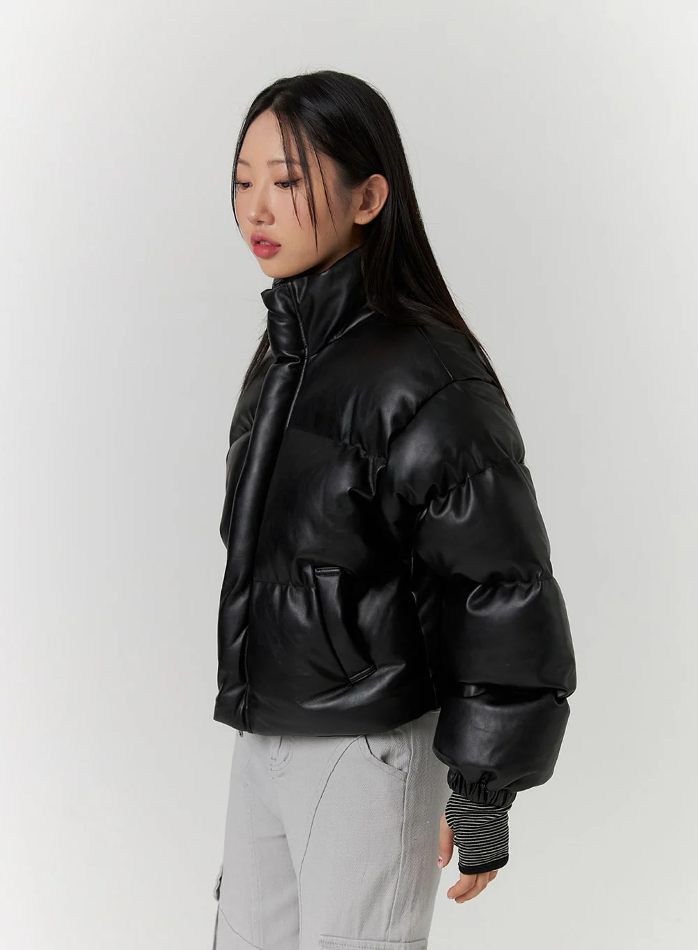 Crop Zip Up Puffer Jacket CD314 - Image 5