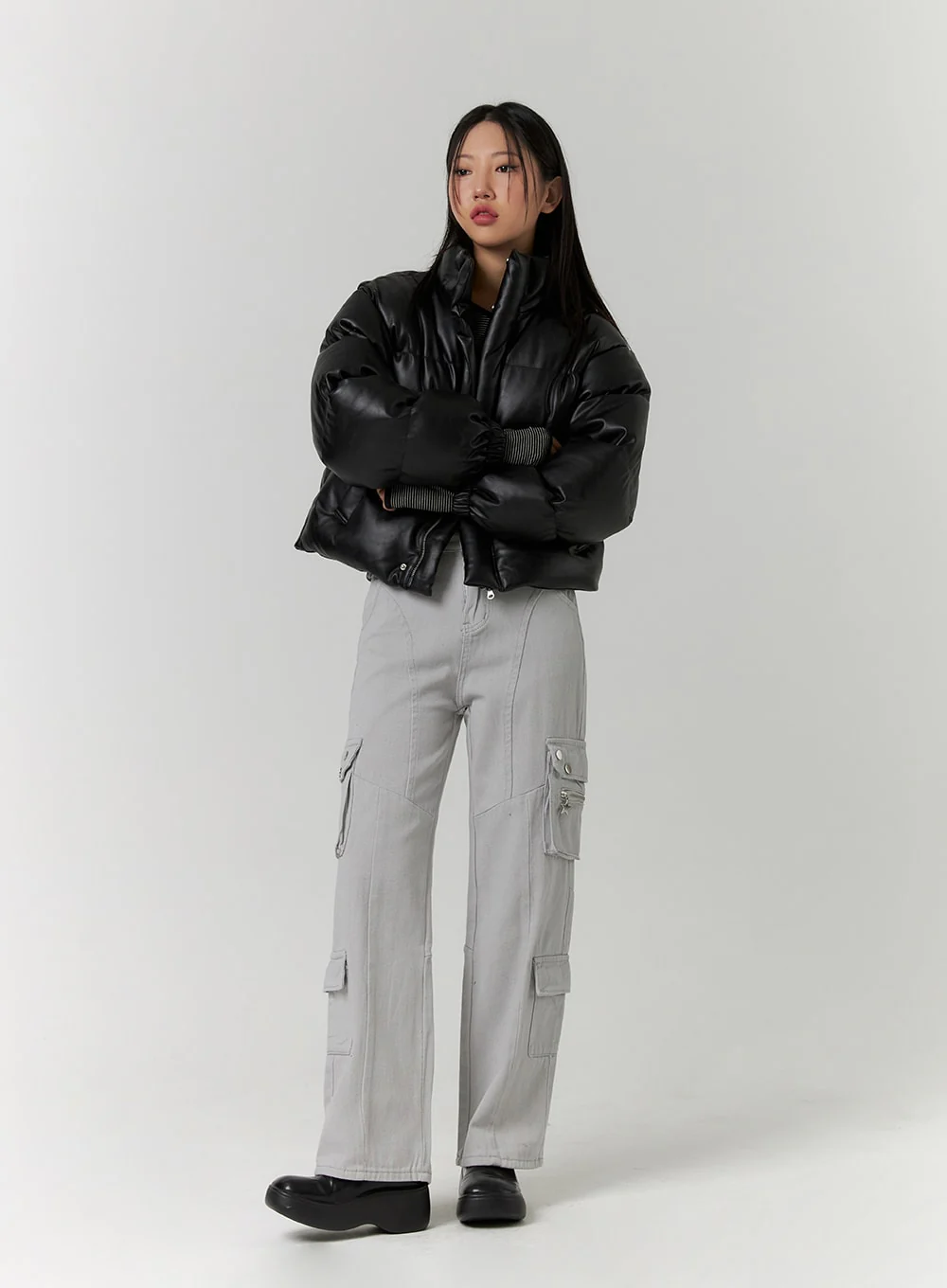 Crop Zip Up Puffer Jacket CD314 - Image 6