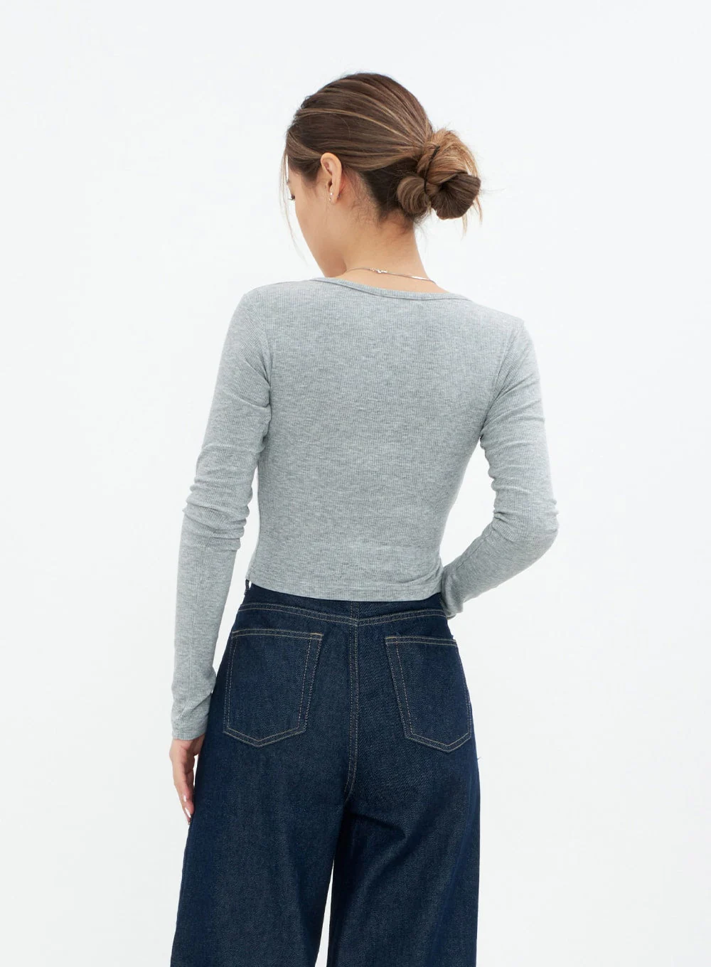 Cropped Cardigan with Diagonal Buttons CM22 - Image 6