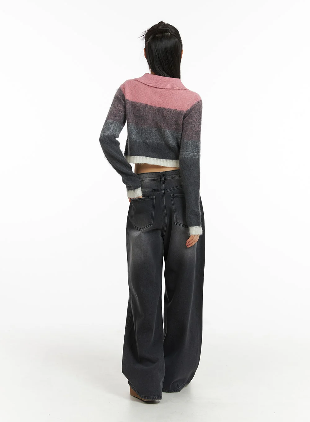 Denim Mid-Waist Pocket Wide Leg Jeans CJ415 - Image 7