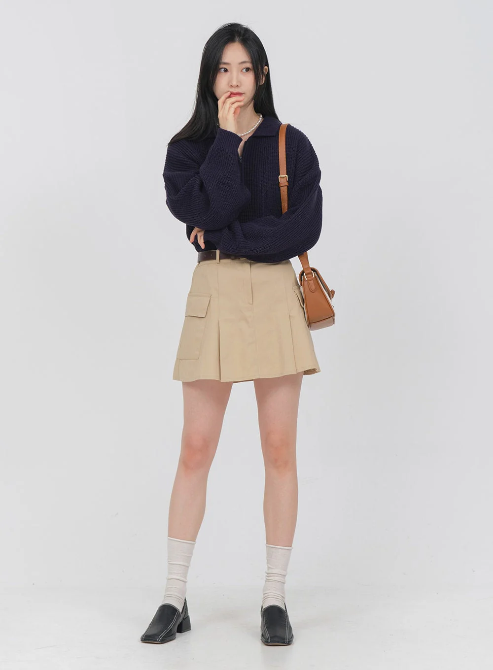 Double Pocket Pleated Mini Skirt OA01 - Image 15