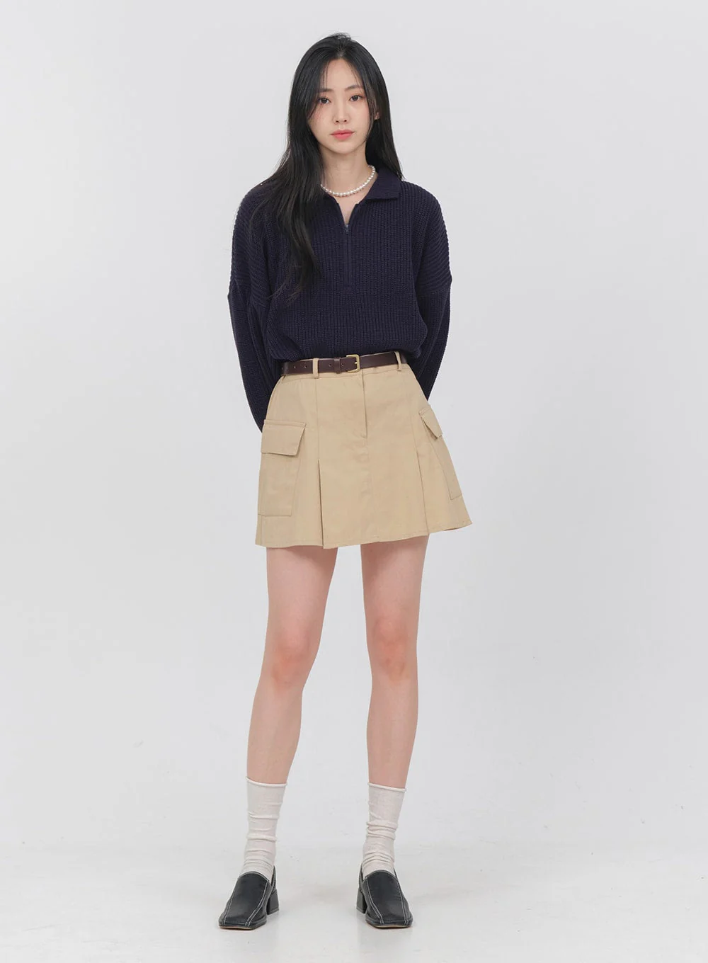 Double Pocket Pleated Mini Skirt OA01 - Image 7