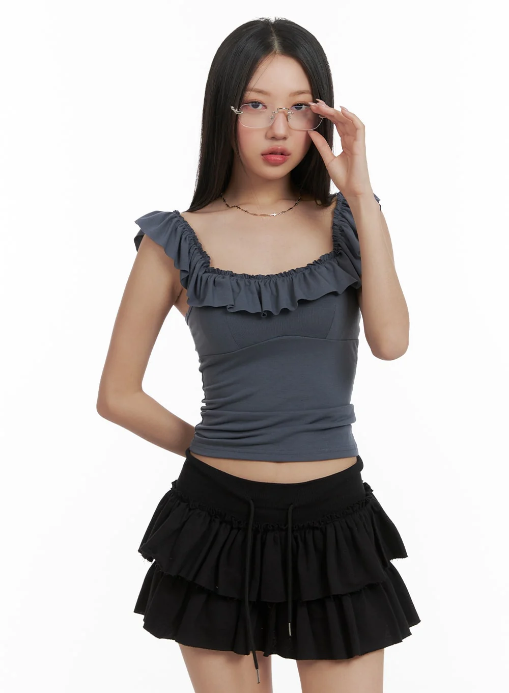 Frill Square Neck Sleeveless Top CA409 - Image 5