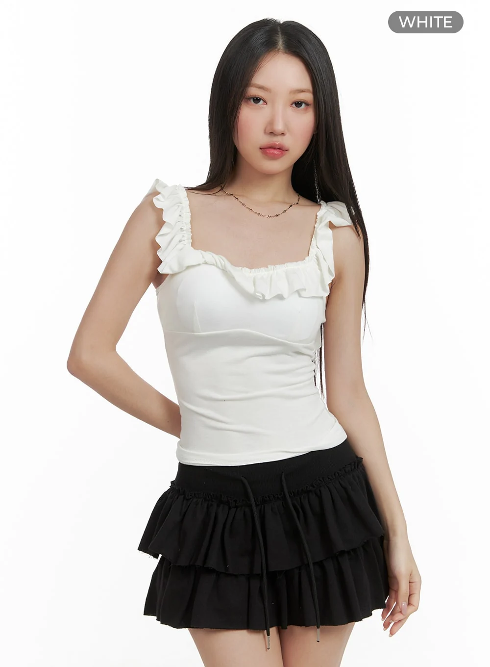 Frill Square Neck Sleeveless Top CA409 - Image 9