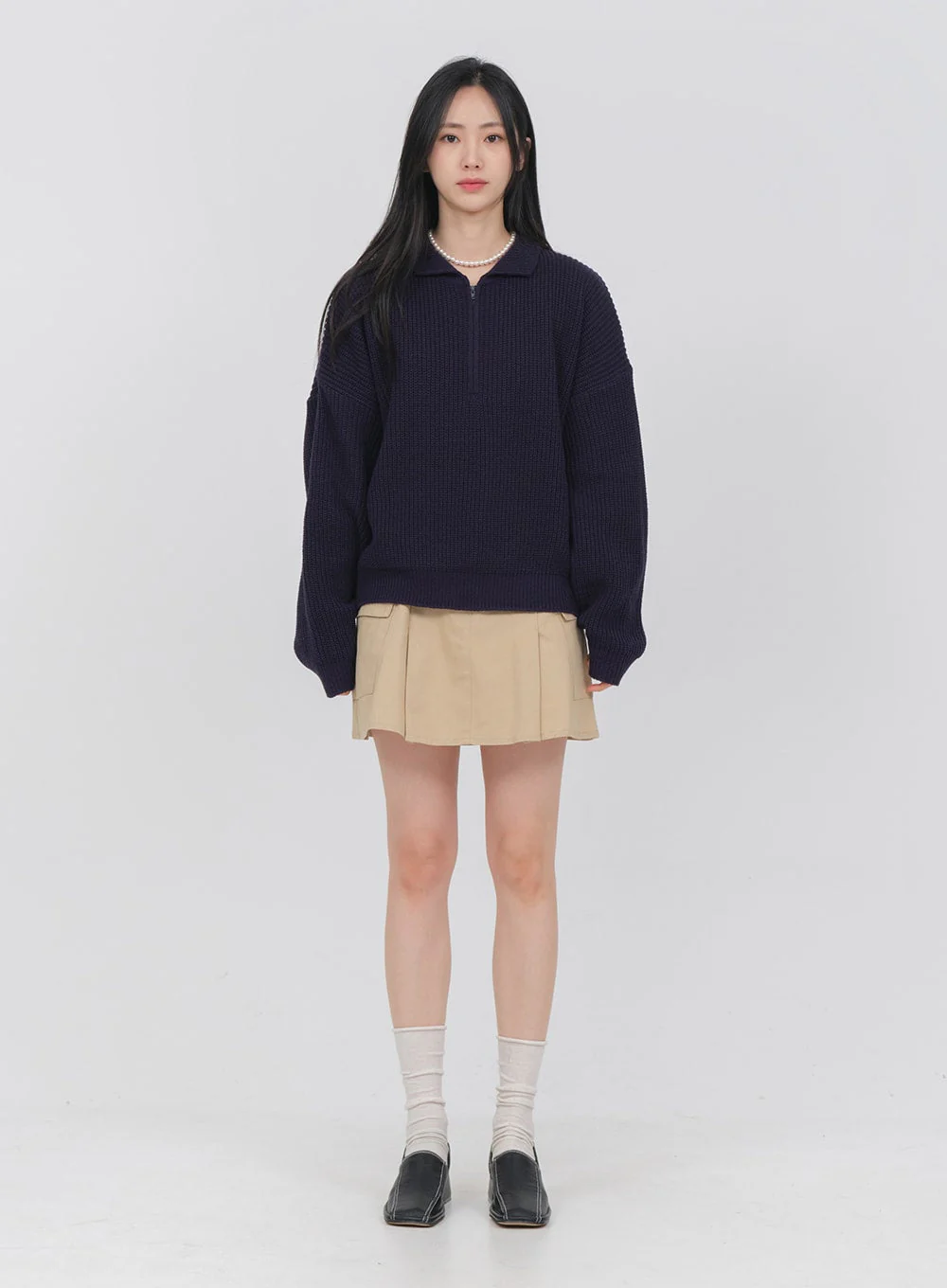 Half Zip-up Knitted Sweat Shirt OA01 - Image 15