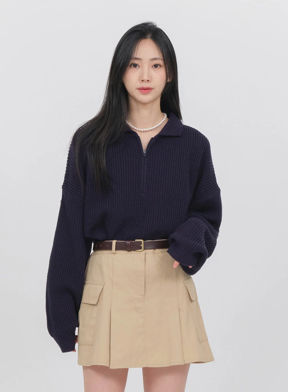 Half Zip-up Knitted Sweat Shirt OA01 - Image 8