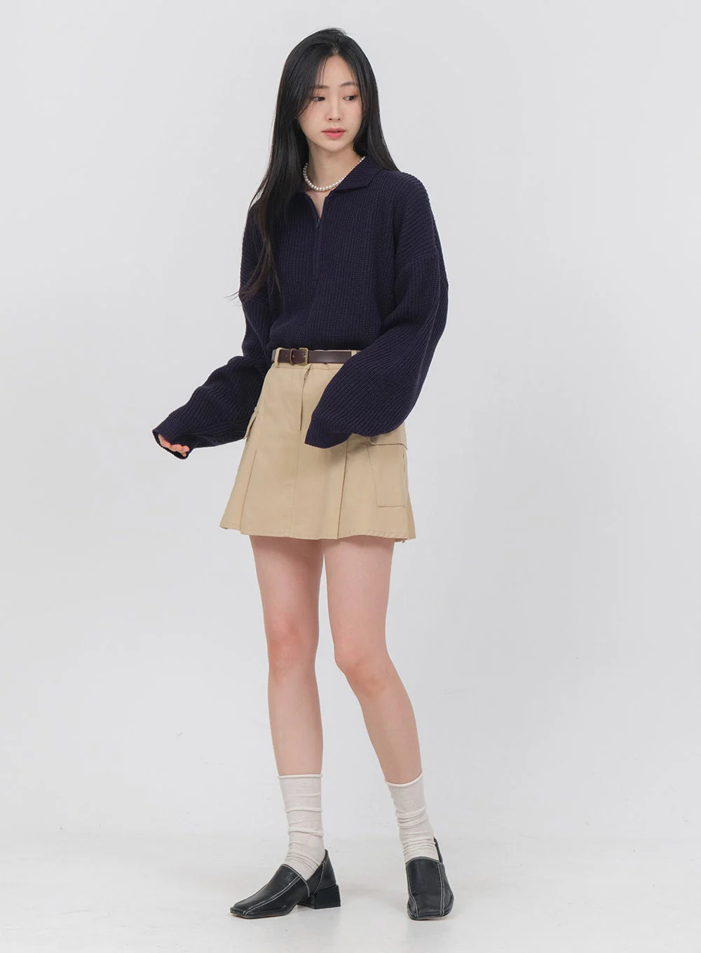 Half Zip-up Knitted Sweat Shirt OA01 - Image 9