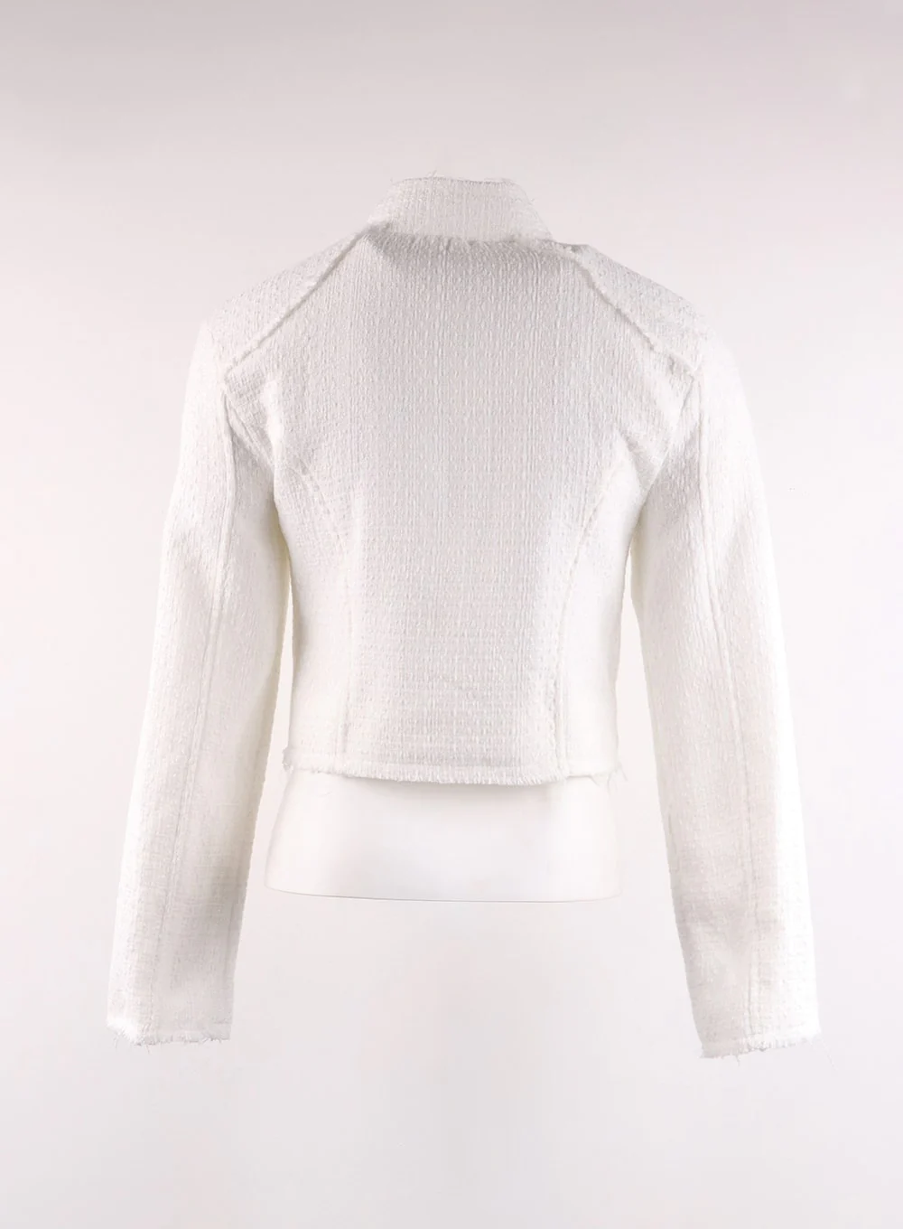 High Neck Tweed Zipper Biker Jacket CF401 - Image 11