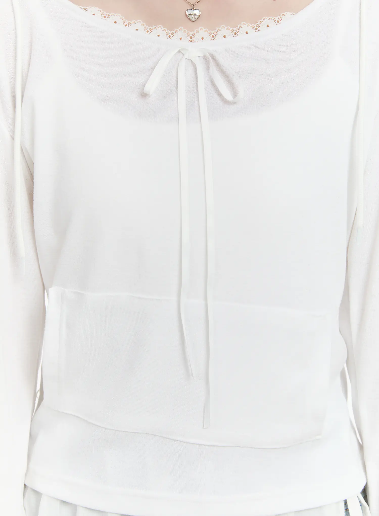 Lace Ribbon Hooded Long Sleeve Top CM505 - Image 5