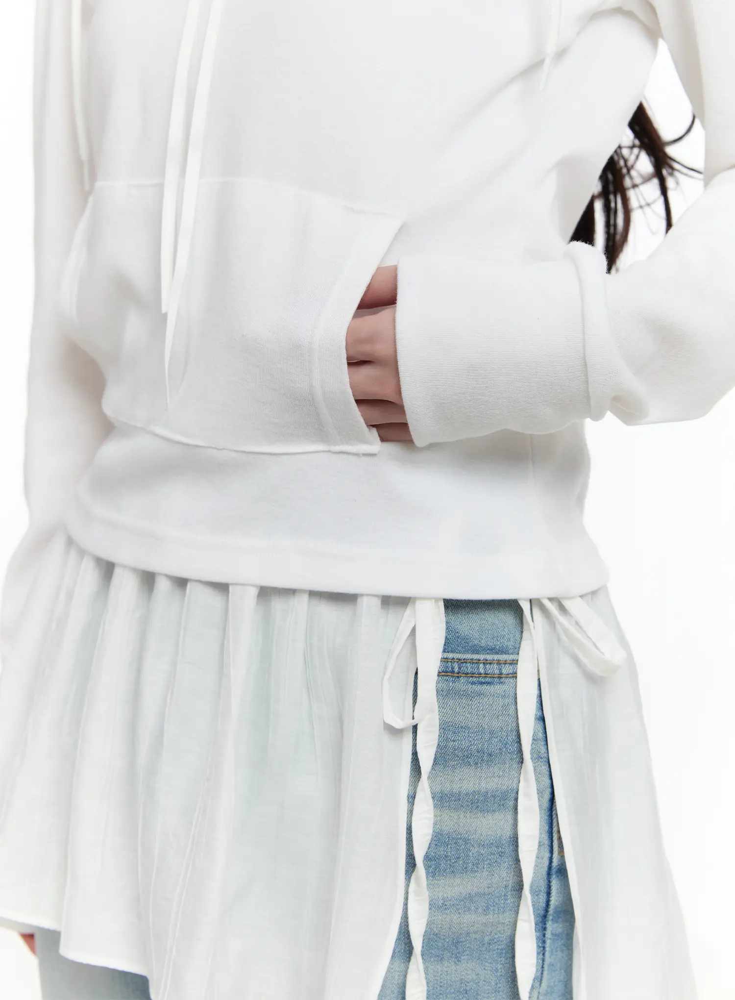 Lace Ribbon Hooded Long Sleeve Top CM505 - Image 6