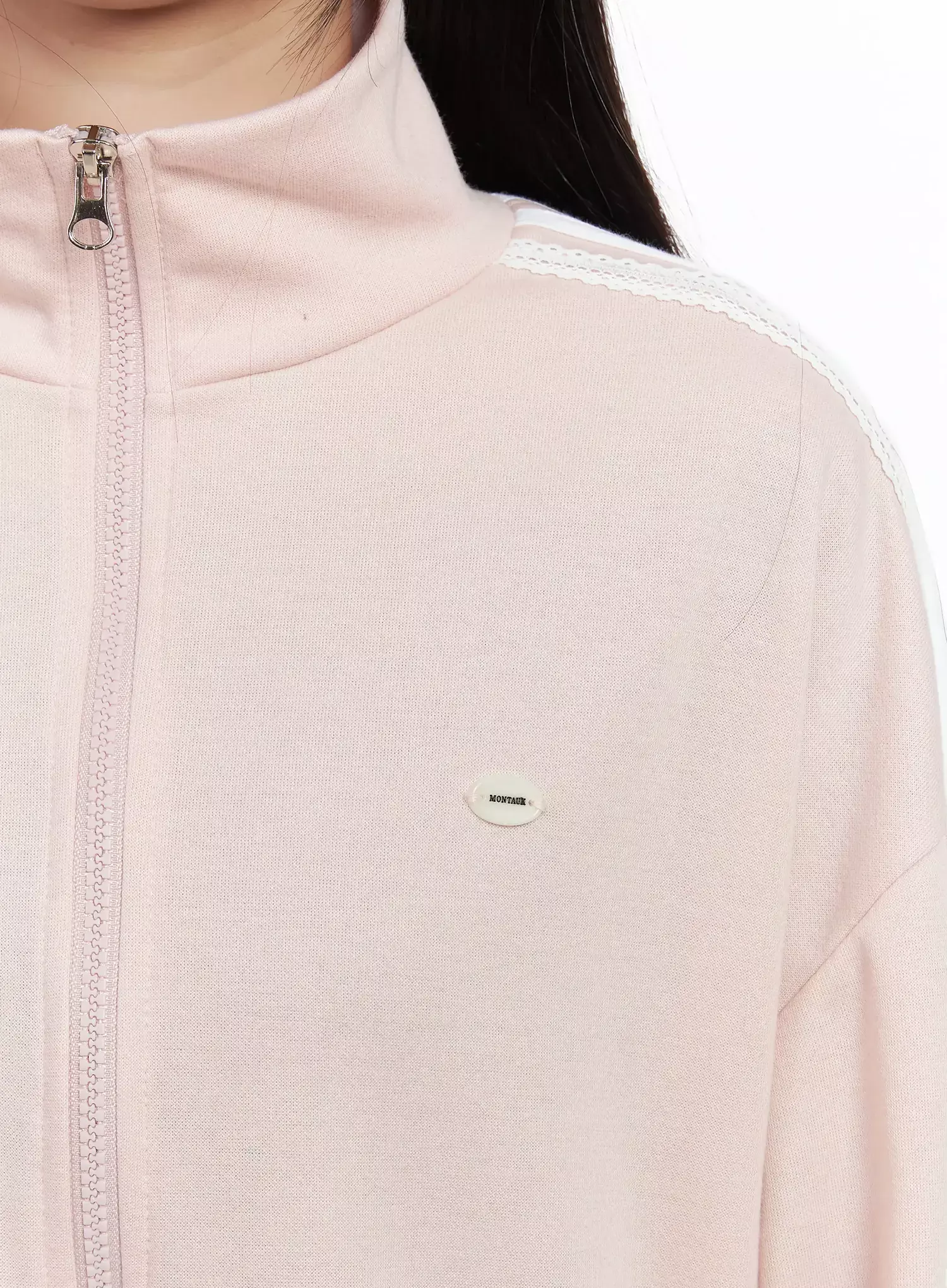 Lace Trim Zip Up Jacket IM504 - Image 4