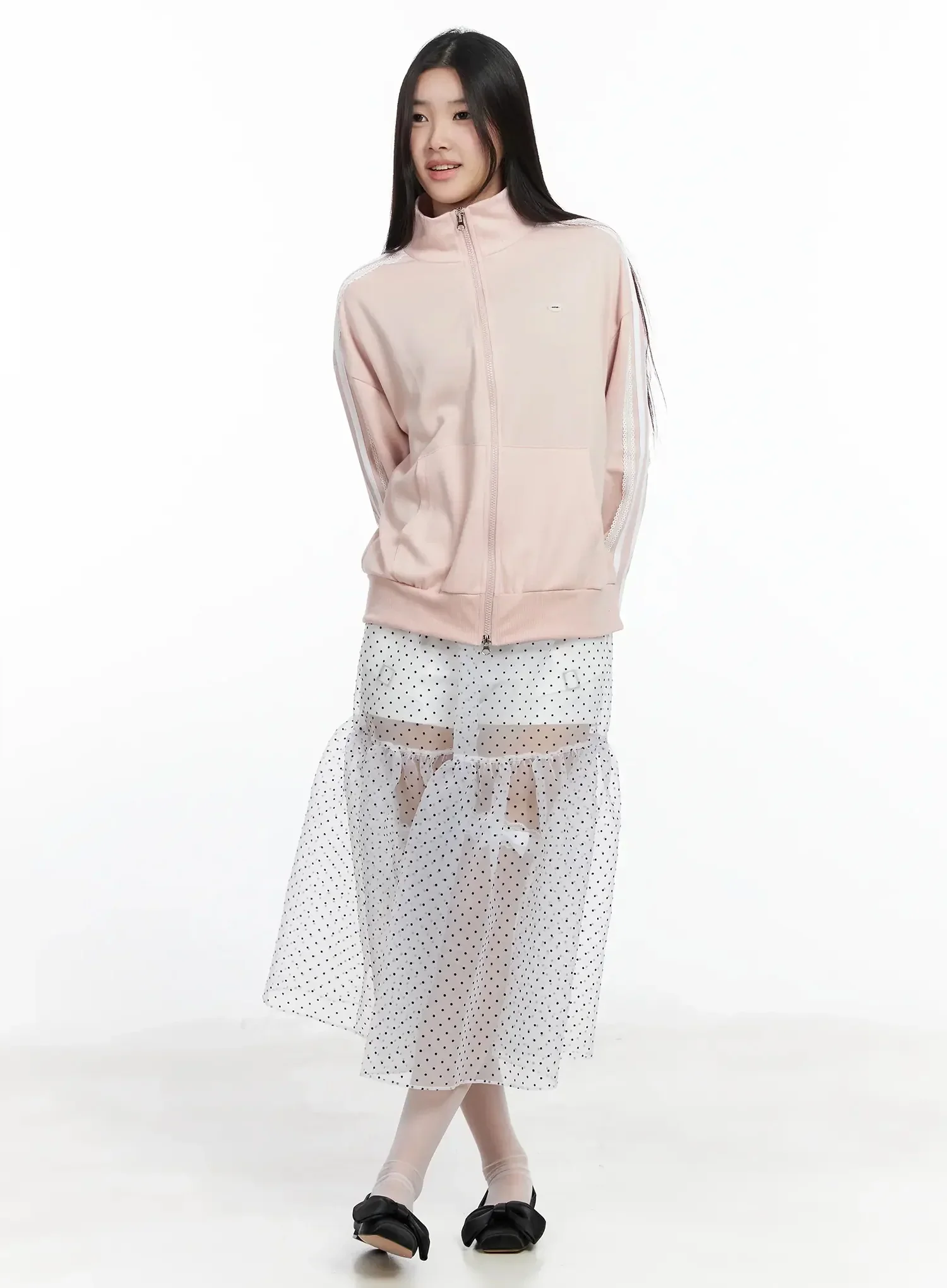 Lace Trim Zip Up Jacket IM504 - Image 5