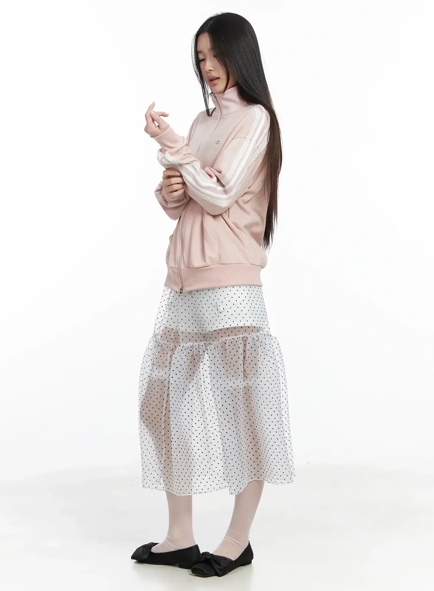 Lace Trim Zip Up Jacket IM504 - Image 6