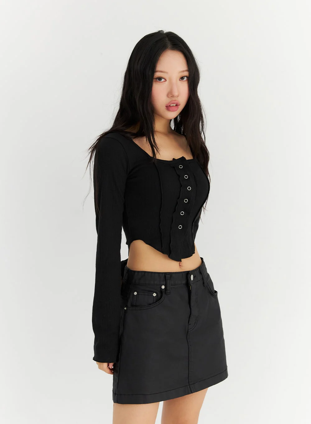 Long Sleeve Square Neck Crop Tee CN303 - Image 5