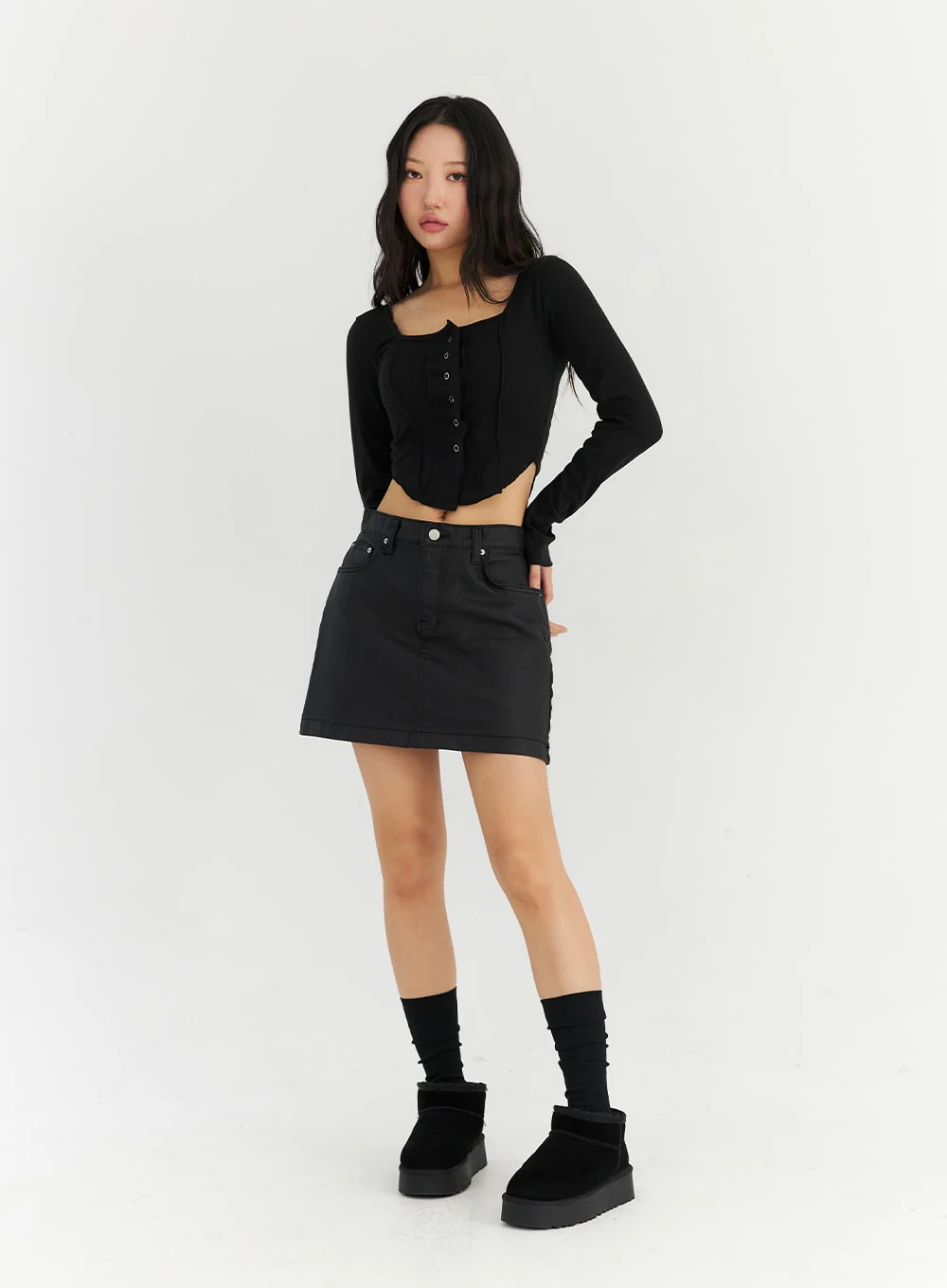 Long Sleeve Square Neck Crop Tee CN303 - Image 6