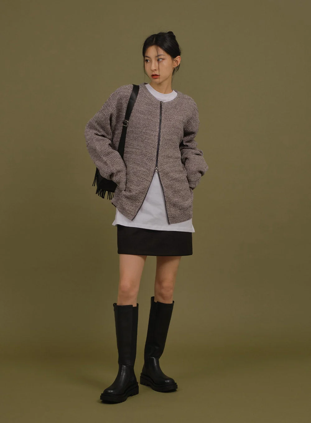Loose Fit Knit with Two Way Zip - Image 10