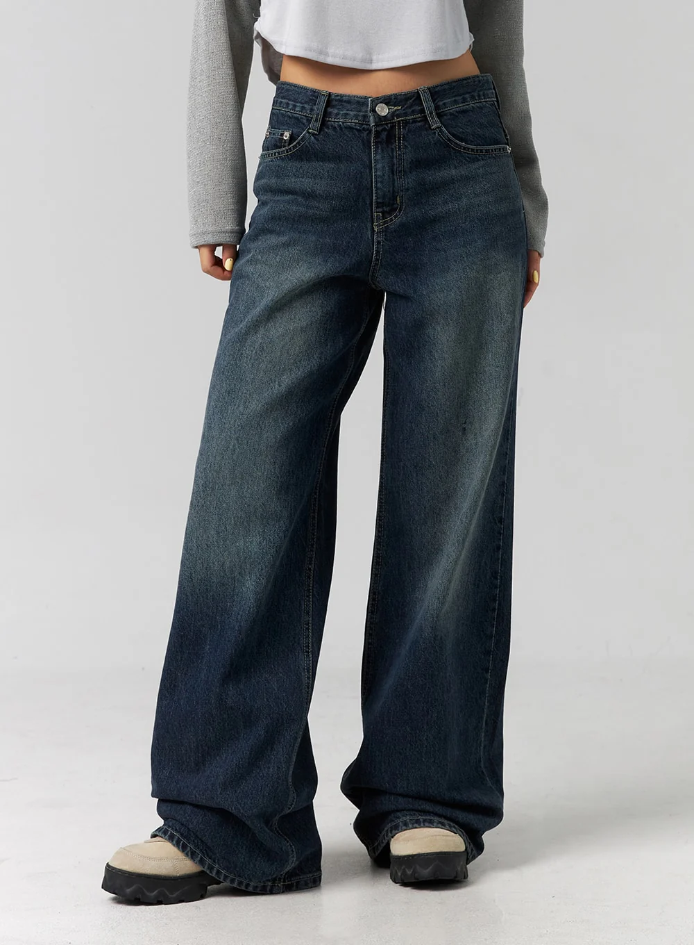 Low Rise Washed Wide Jeans CG315 - Image 5