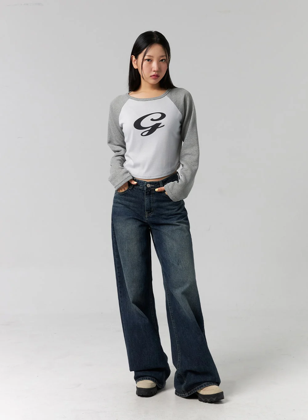 Low Rise Washed Wide Jeans CG315 - Image 7