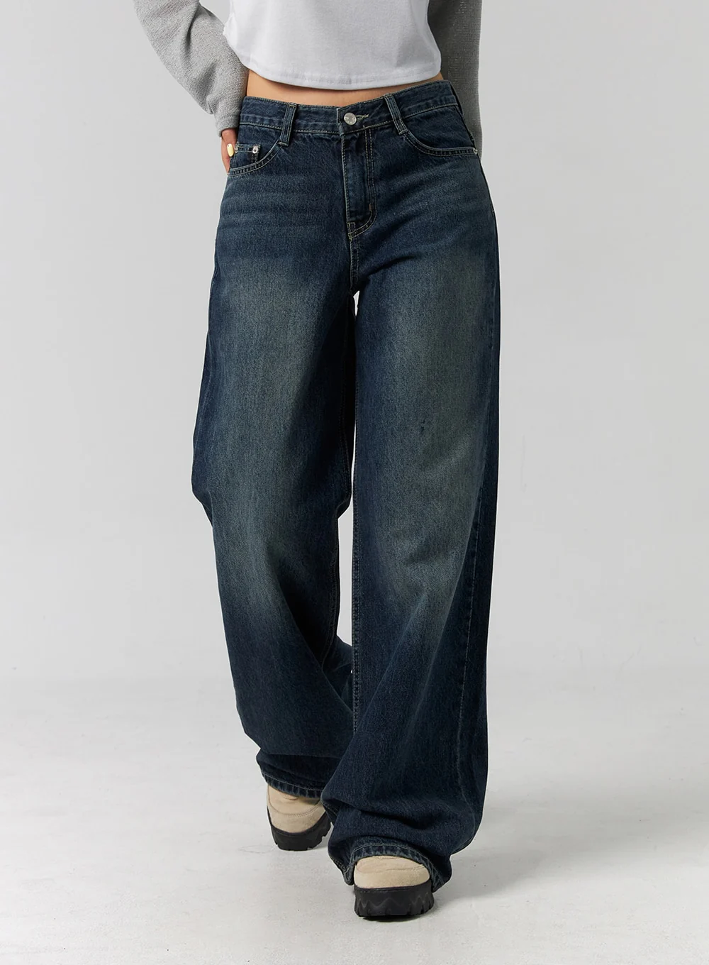 Low Rise Washed Wide Jeans CG315 - Image 9