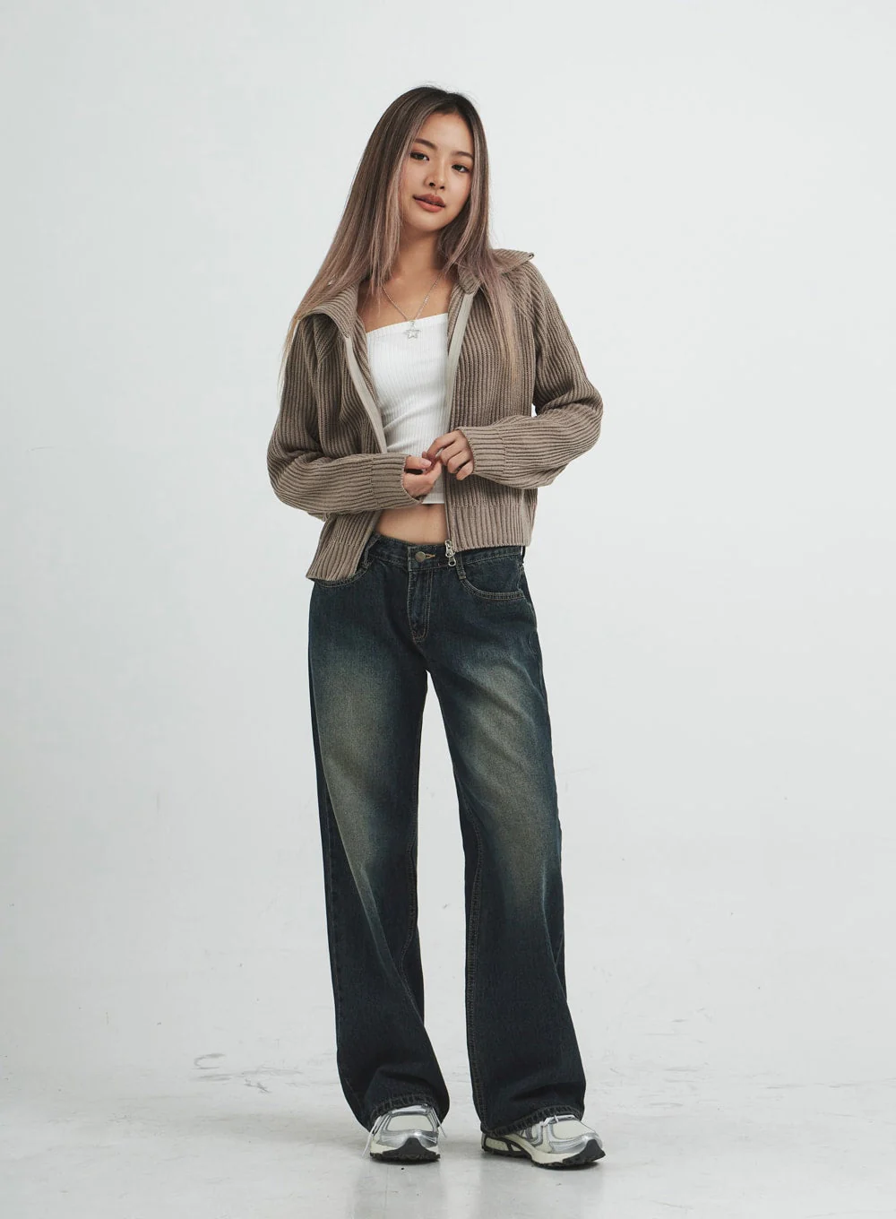 Low Rise Washing Wide Jeans CS14 - Image 7