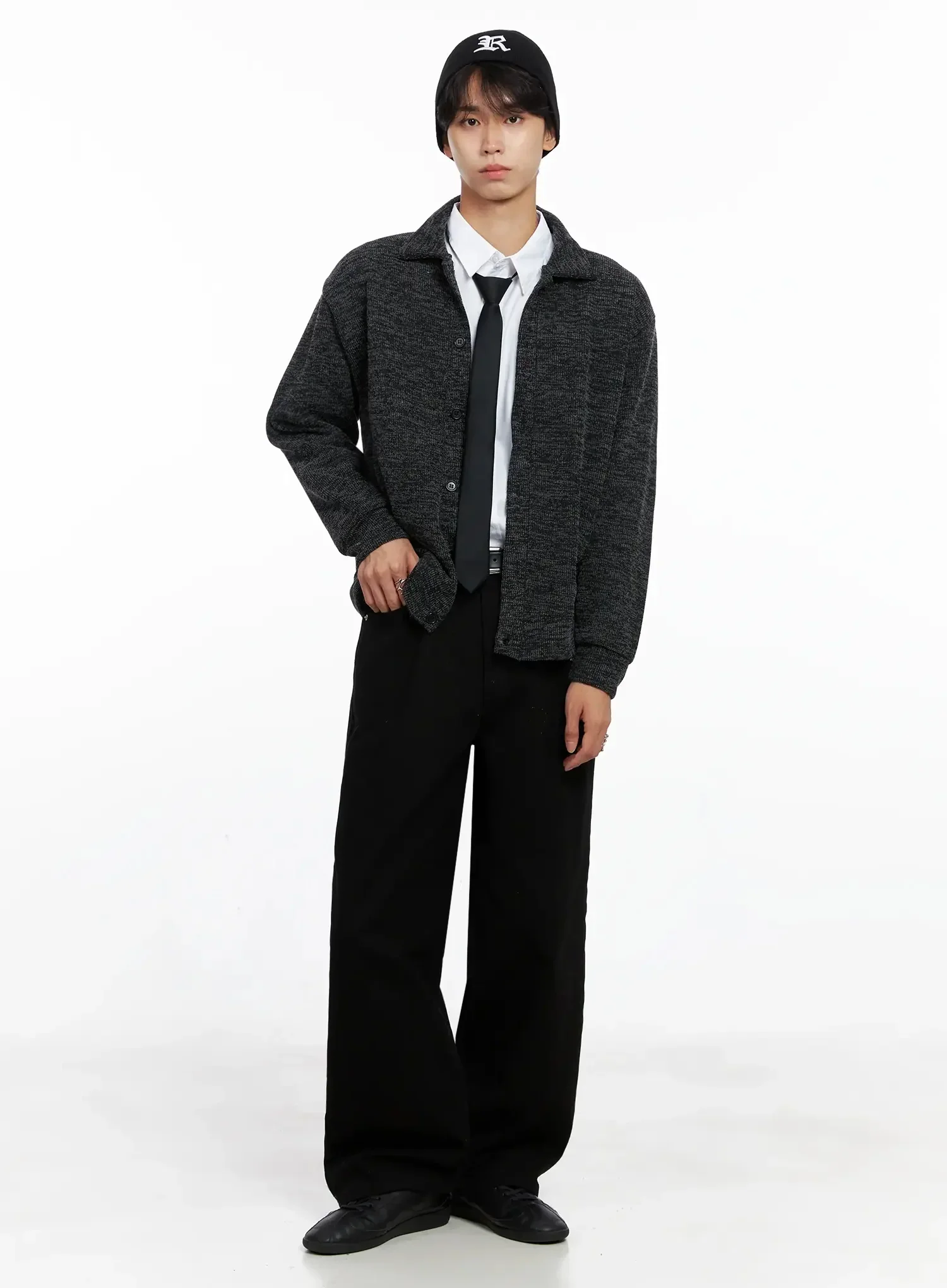 Men's Button-Up Collar Knit Cardigan IO516 - Image 11