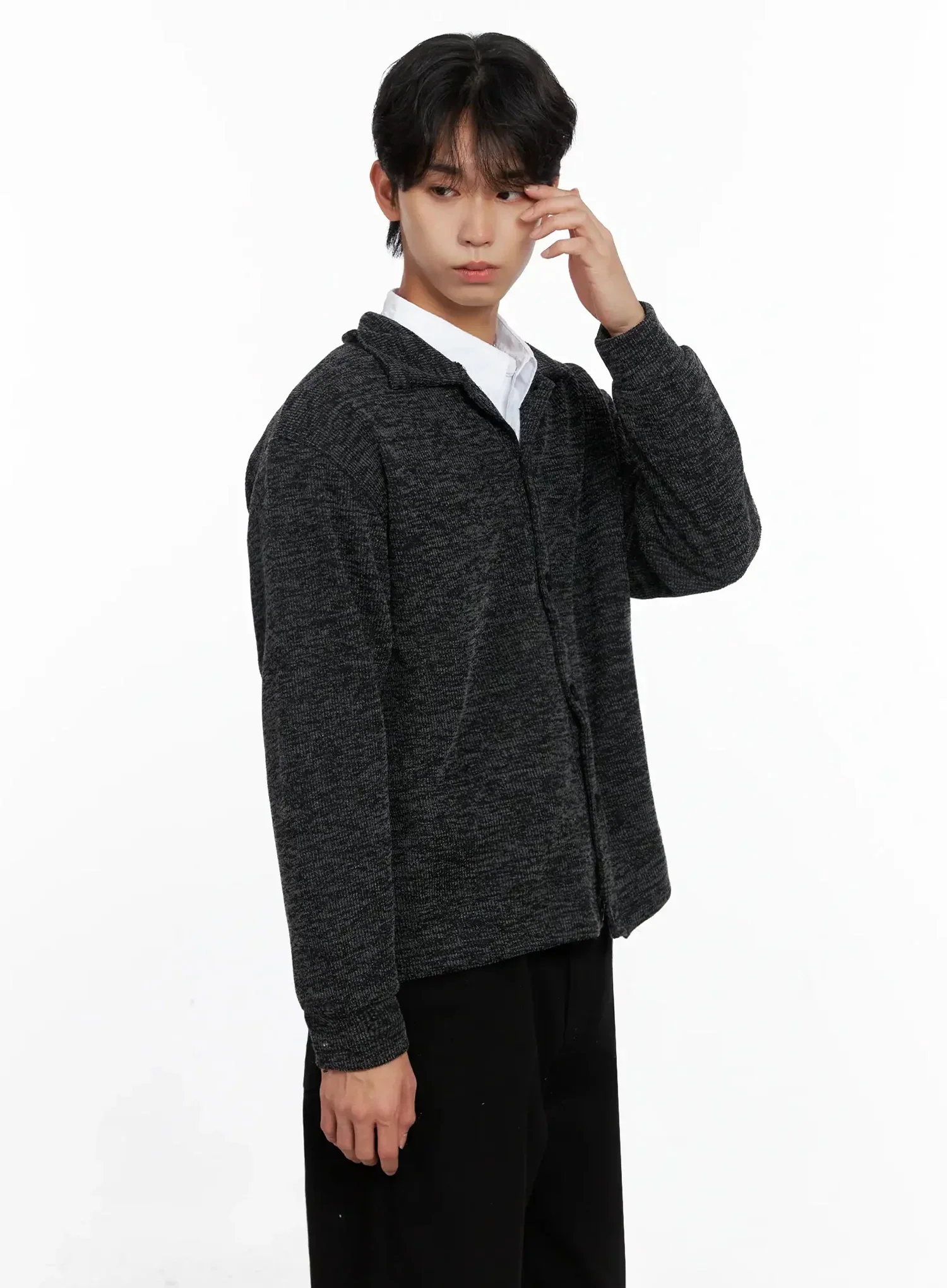 Men's Button-Up Collar Knit Cardigan IO516 - Image 3