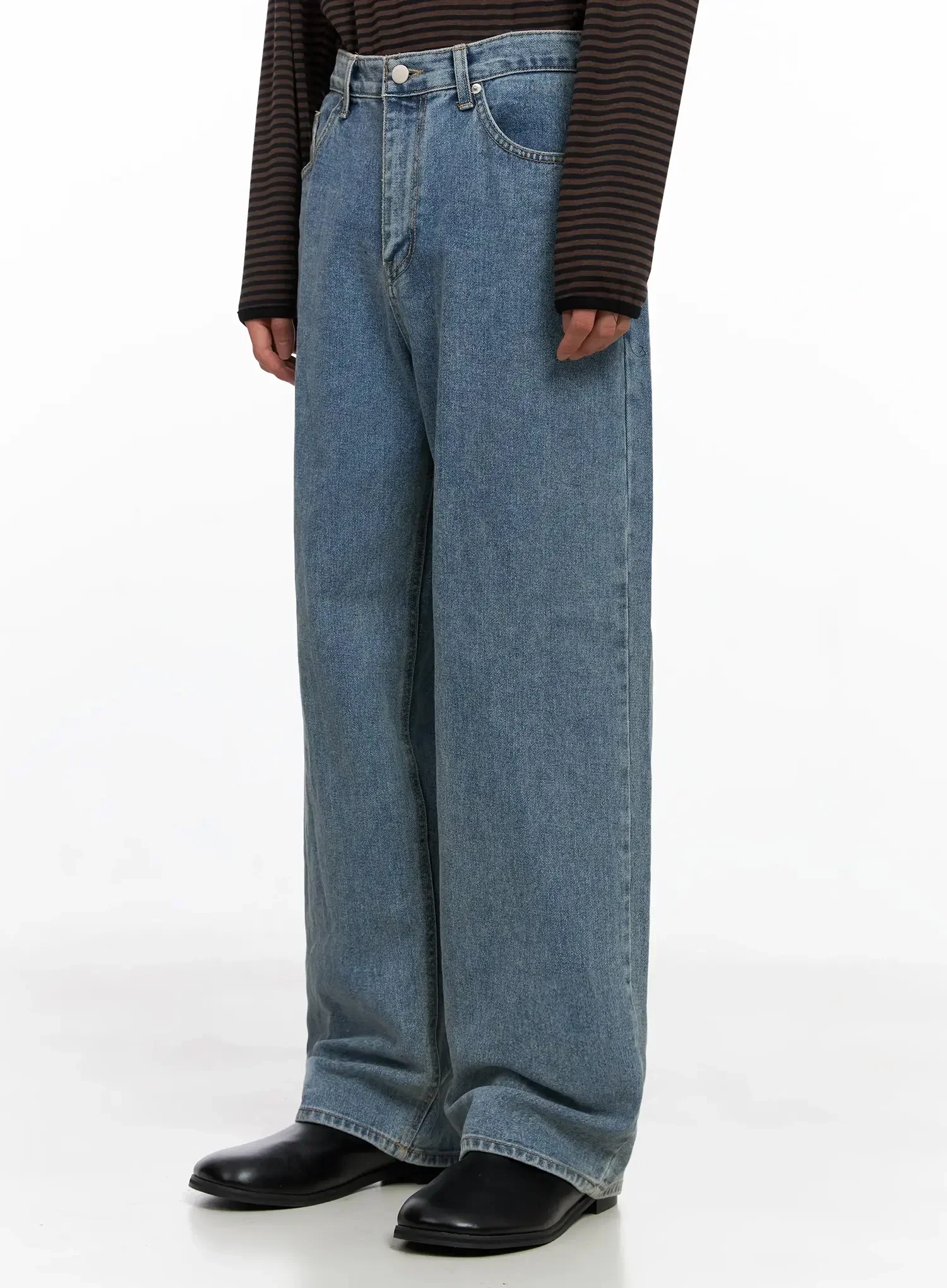 Men's Classic Blue Denim Jeans IO516 - Image 5