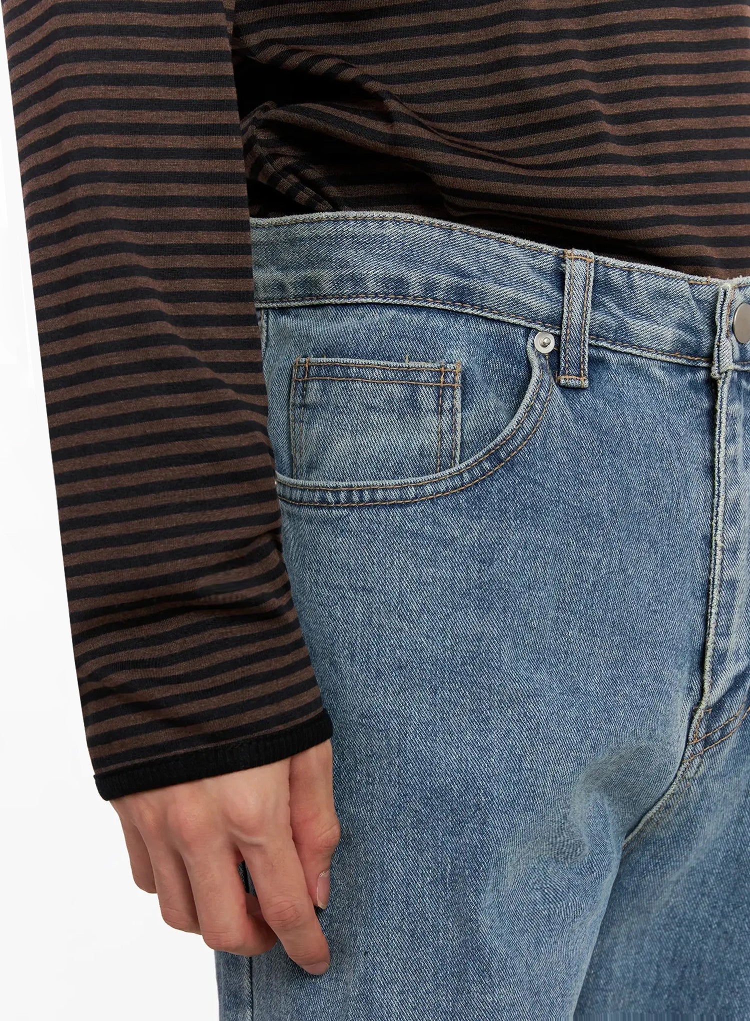 Men's Classic Blue Denim Jeans IO516 - Image 6