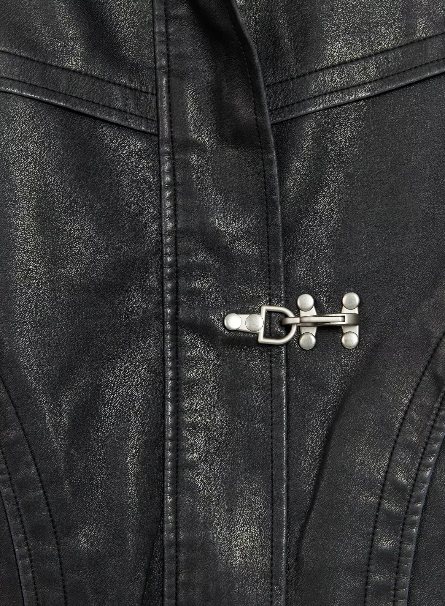 Men's Faux Leather Toggle Buckle Jacket IO516 - Image 4