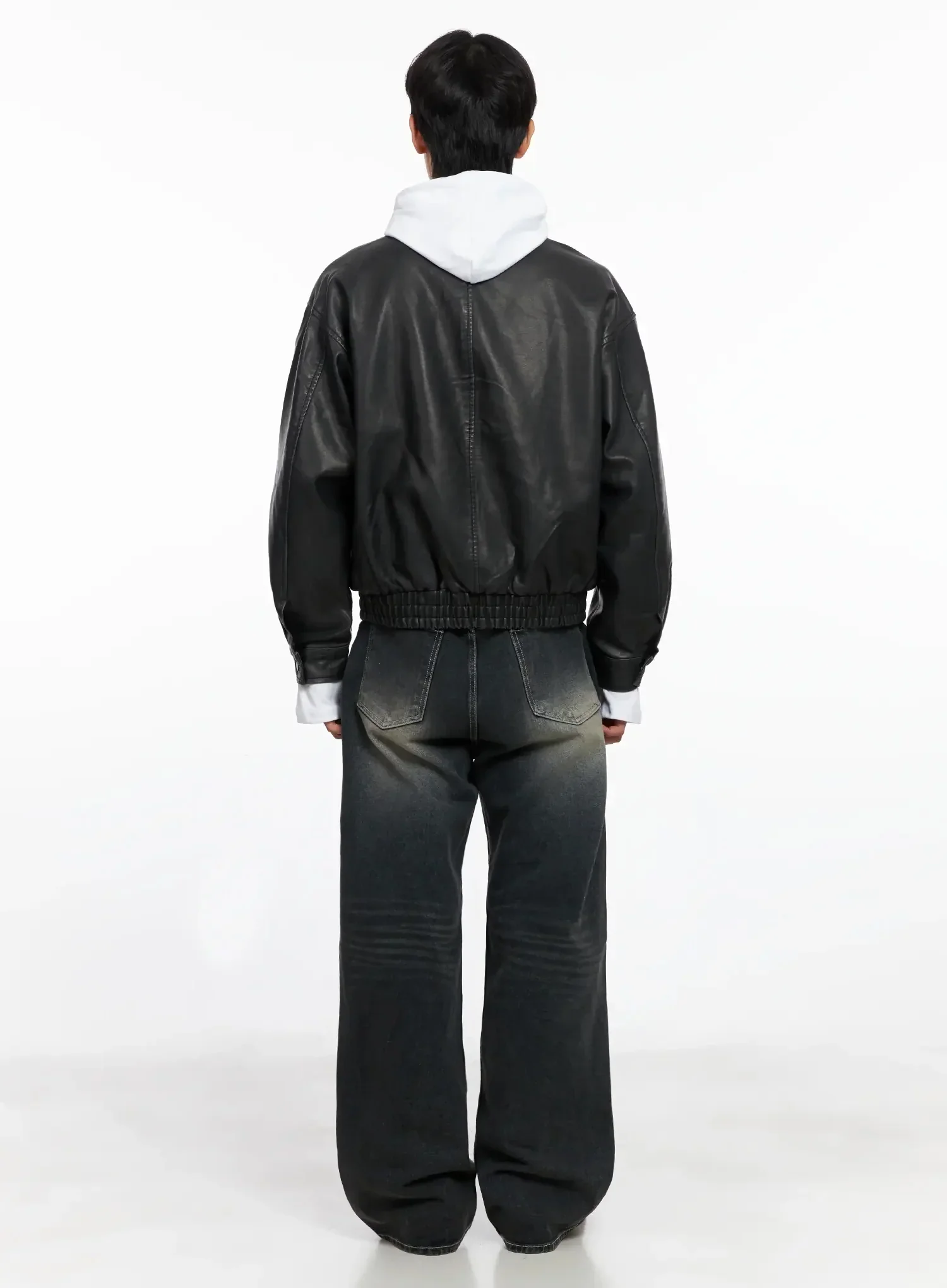 Men's Faux Leather Toggle Buckle Jacket IO516 - Image 9