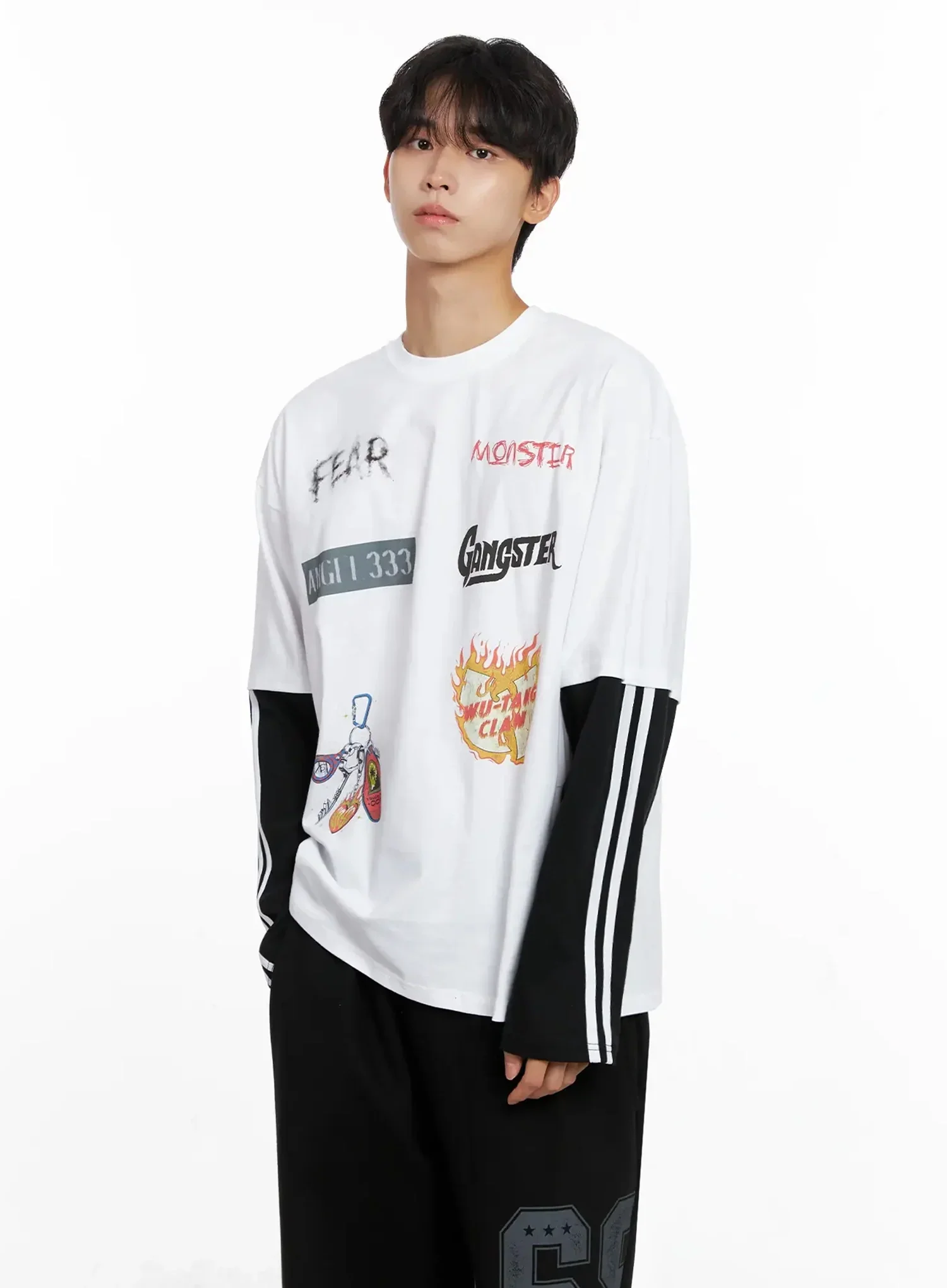 Men's Graphic Layered Long Sleeve Top IO516 - Image 12