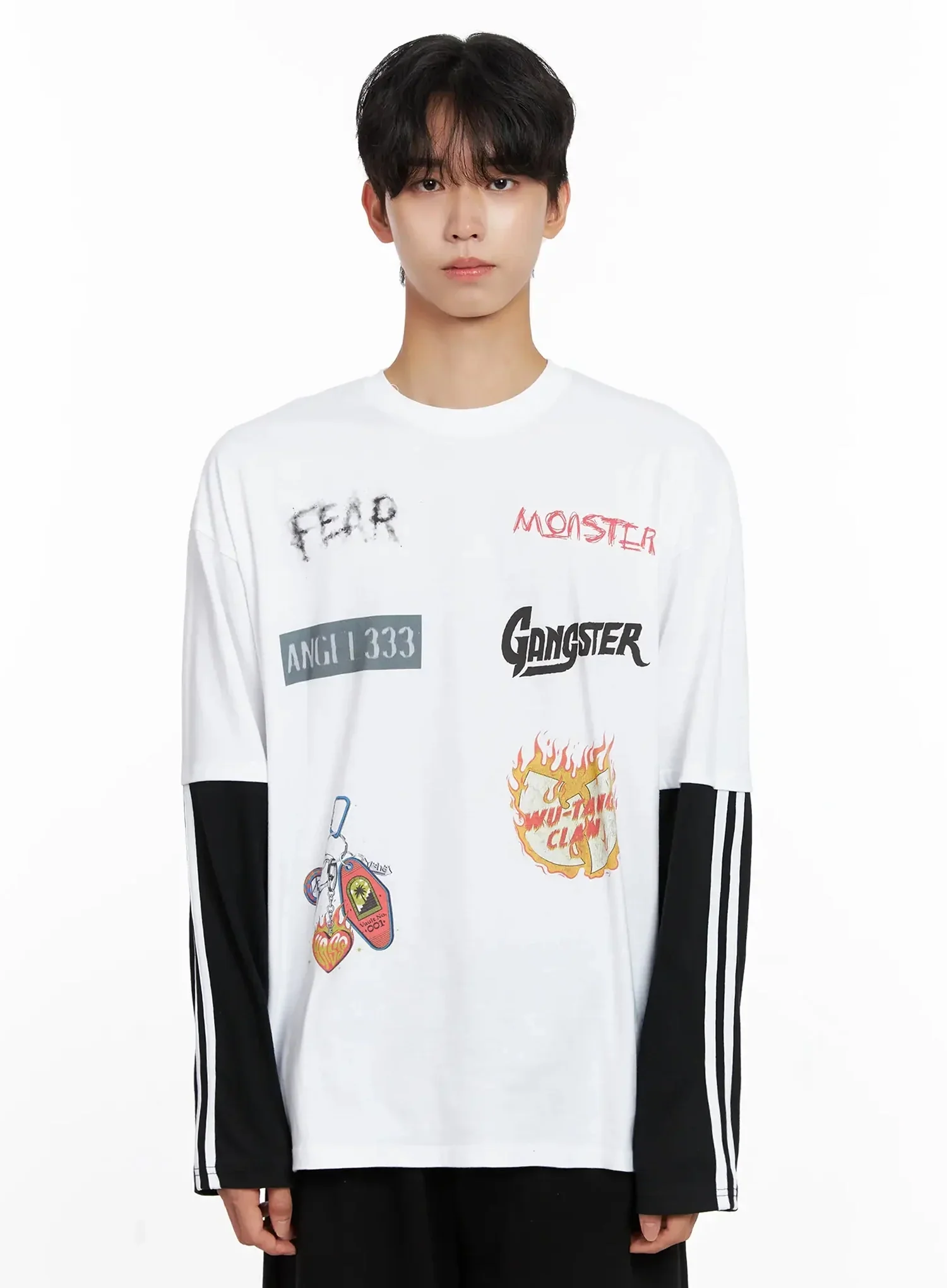 Men's Graphic Layered Long Sleeve Top IO516 - Image 15