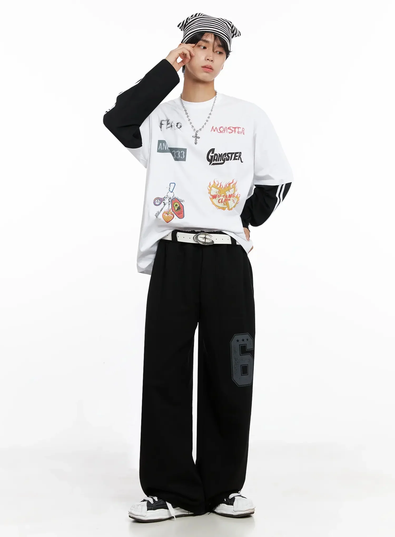 Men's Graphic Layered Long Sleeve Top IO516 - Image 3