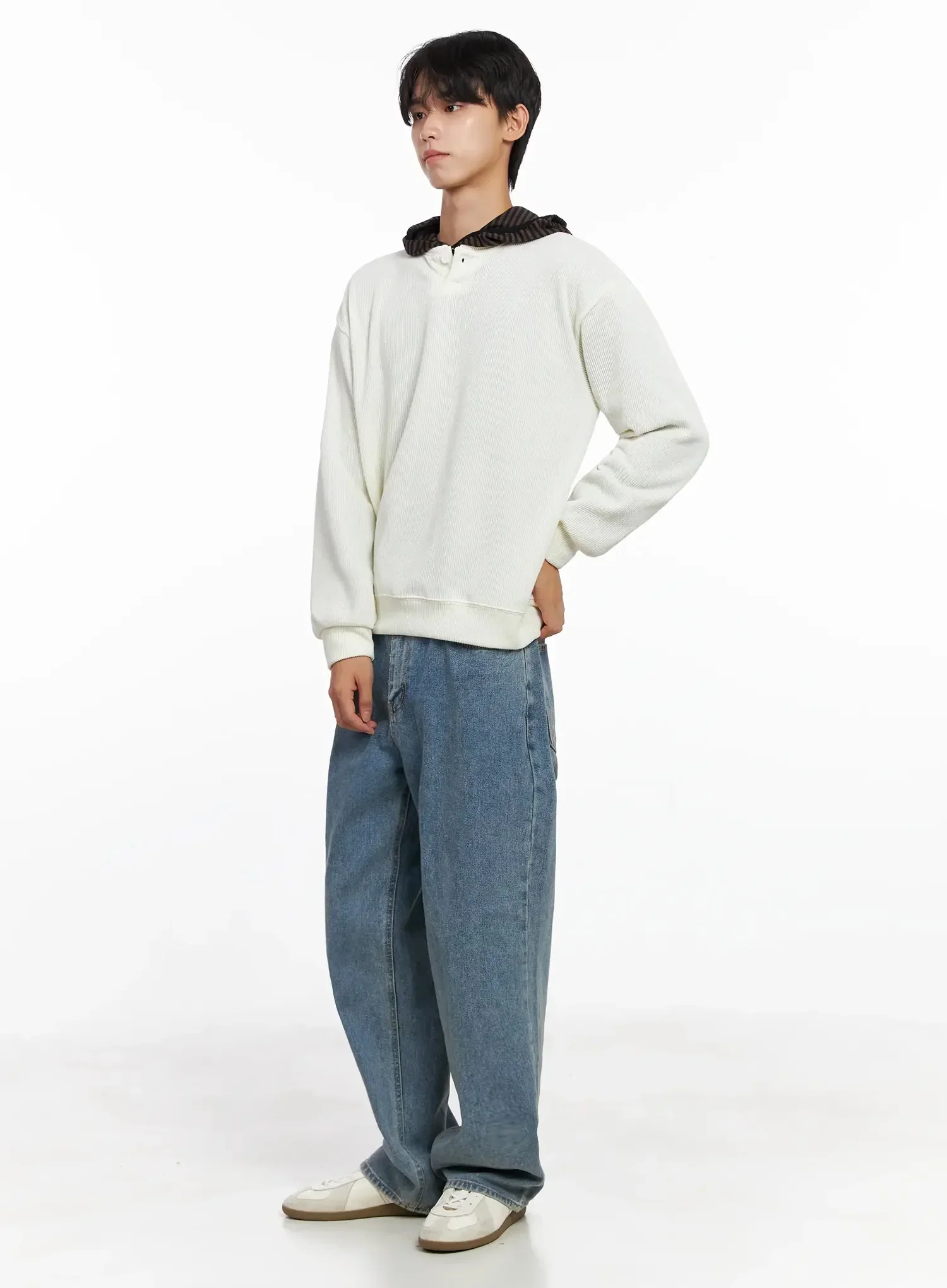 Men's Henley Neck Sweatshirts IO516 - Image 14