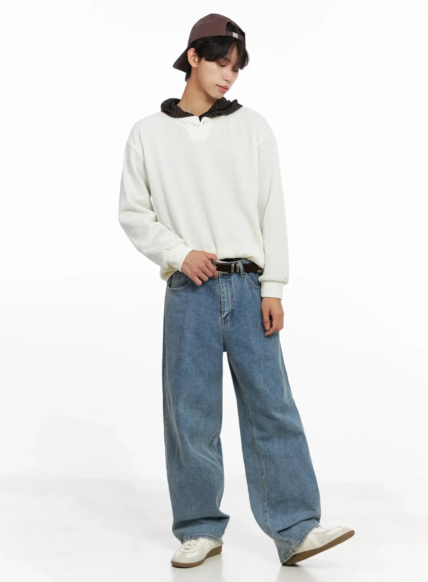 Men's Henley Neck Sweatshirts IO516 - Image 15