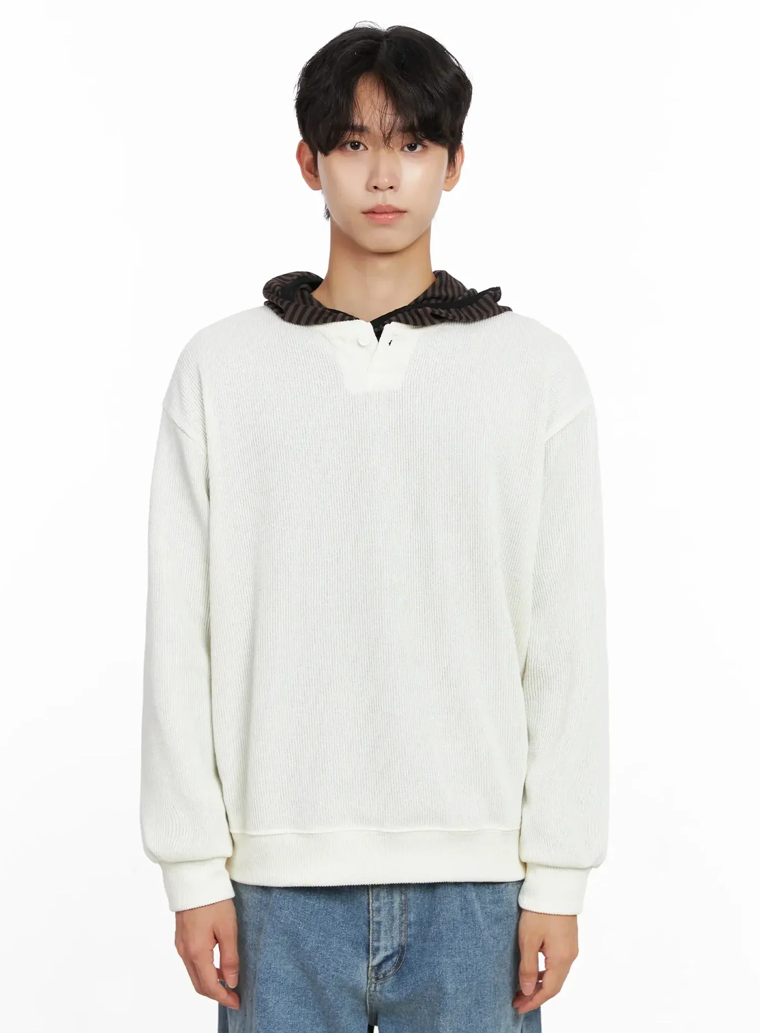 Men's Henley Neck Sweatshirts IO516 - Image 16