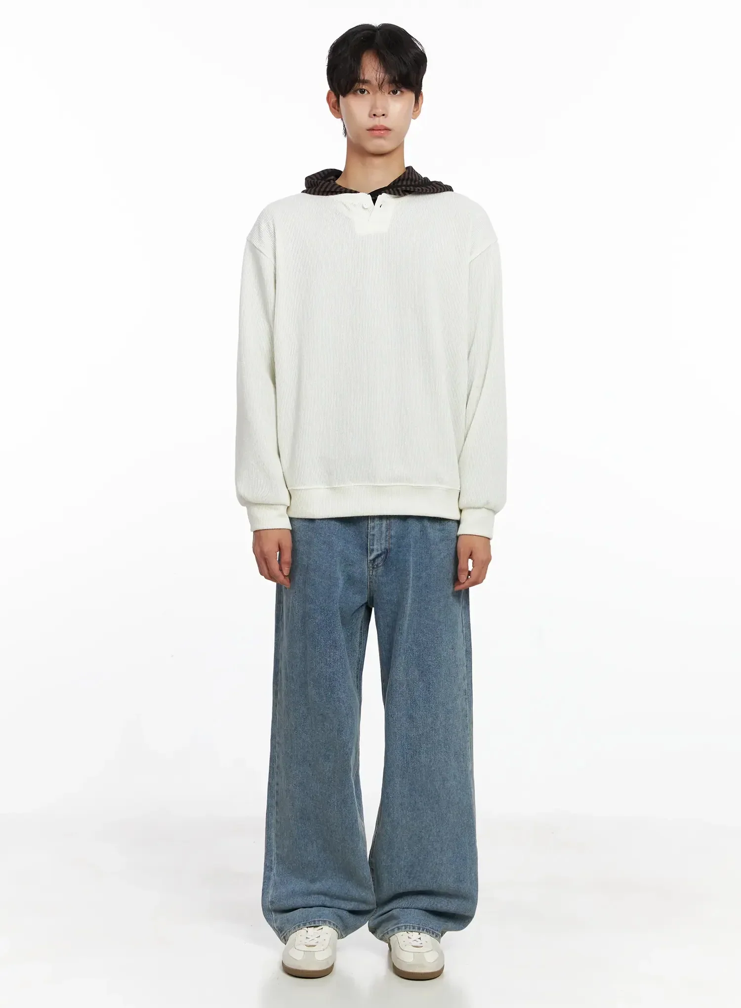 Men's Henley Neck Sweatshirts IO516 - Image 4