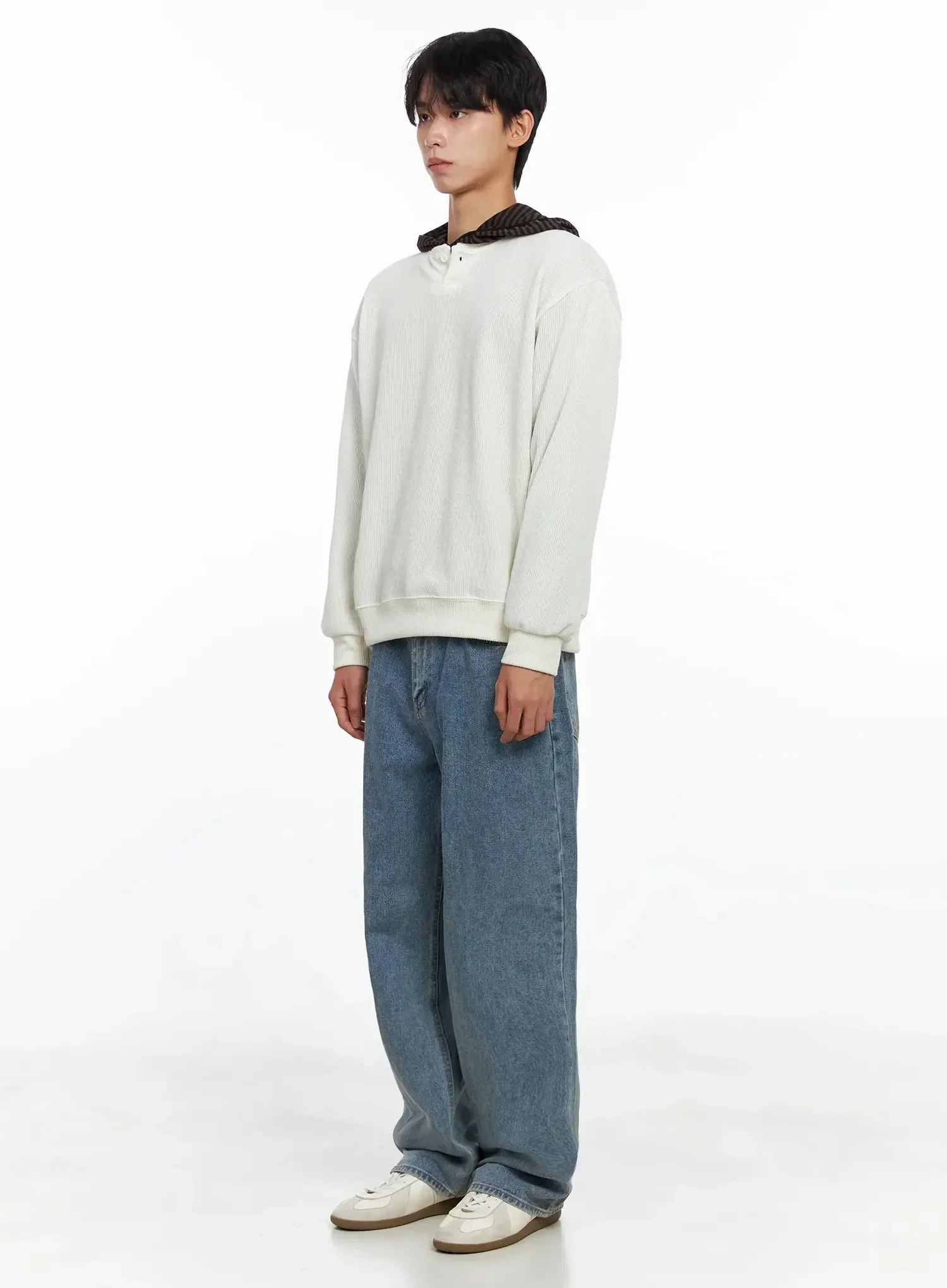 Men's Henley Neck Sweatshirts IO516 - Image 5