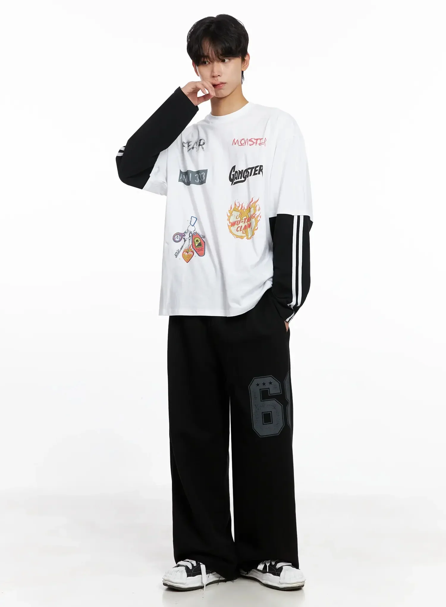 Men's Number Graphic Sweatpants IO516 - Image 15