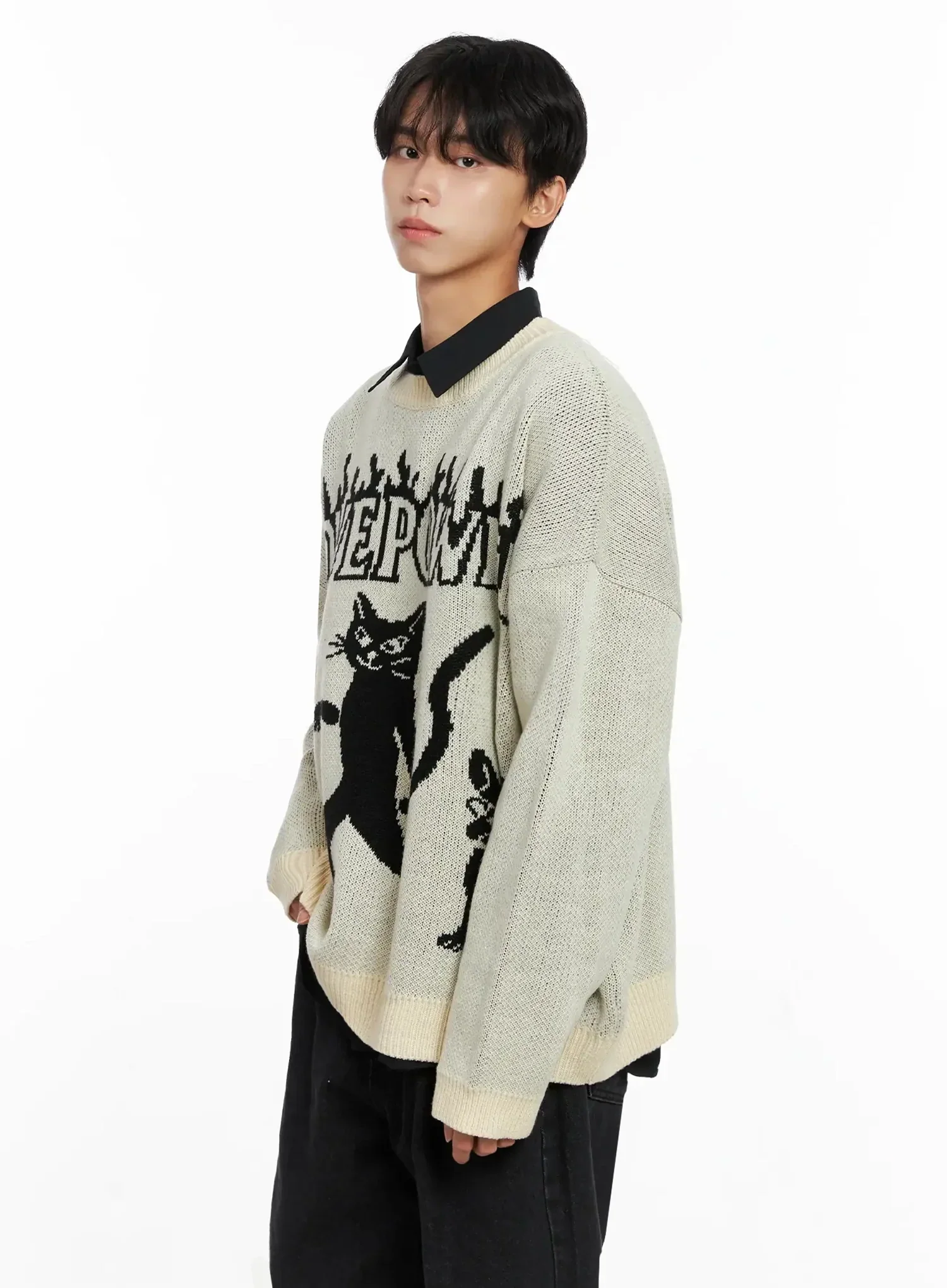 Men's Oversized Graphic Knit Sweater IO516 - Image 10