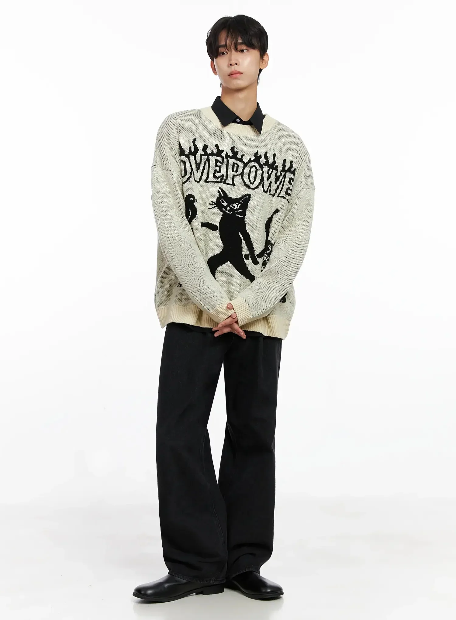 Men's Oversized Graphic Knit Sweater IO516 - Image 13