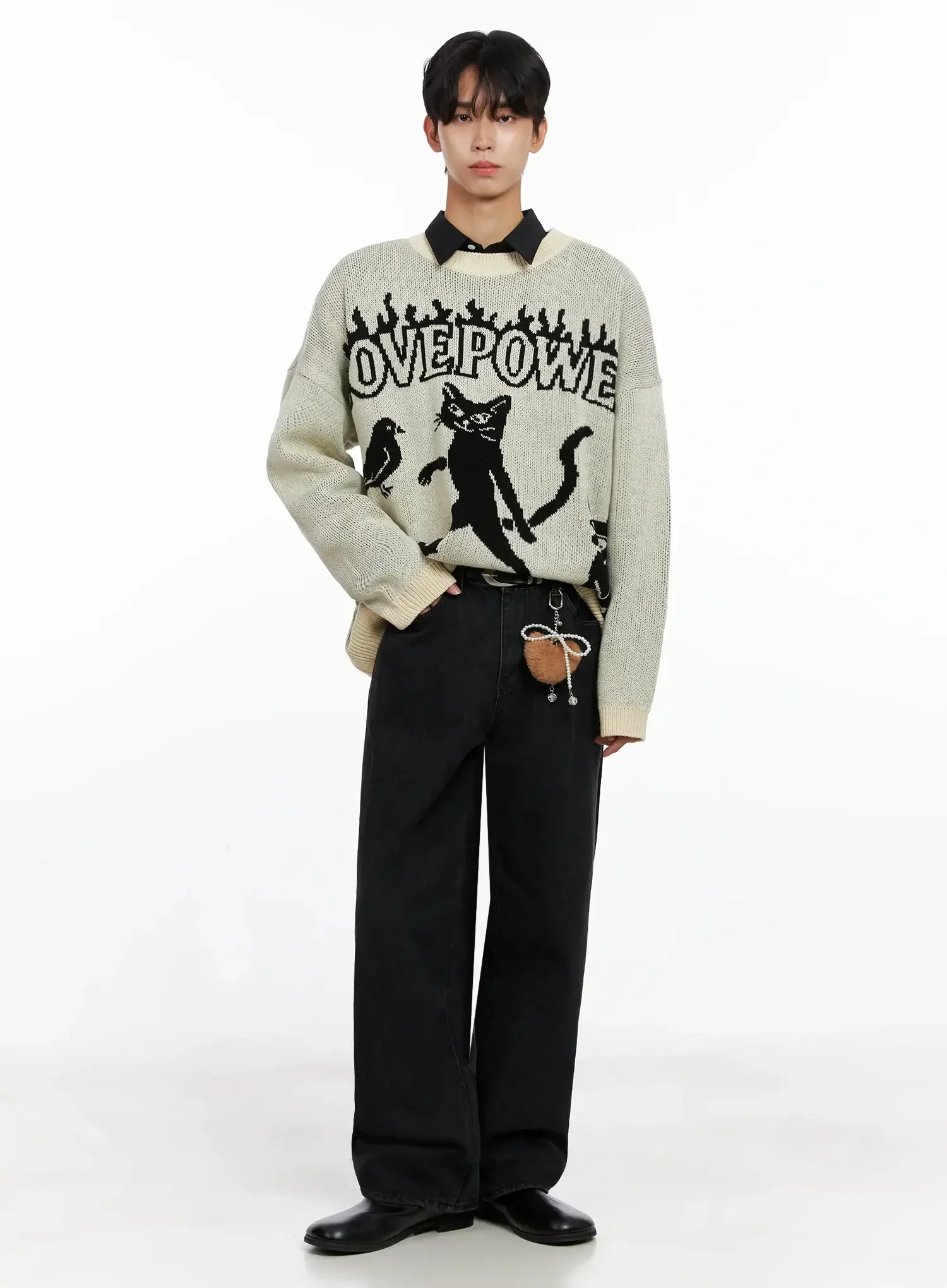 Men's Oversized Graphic Knit Sweater IO516 - Image 14