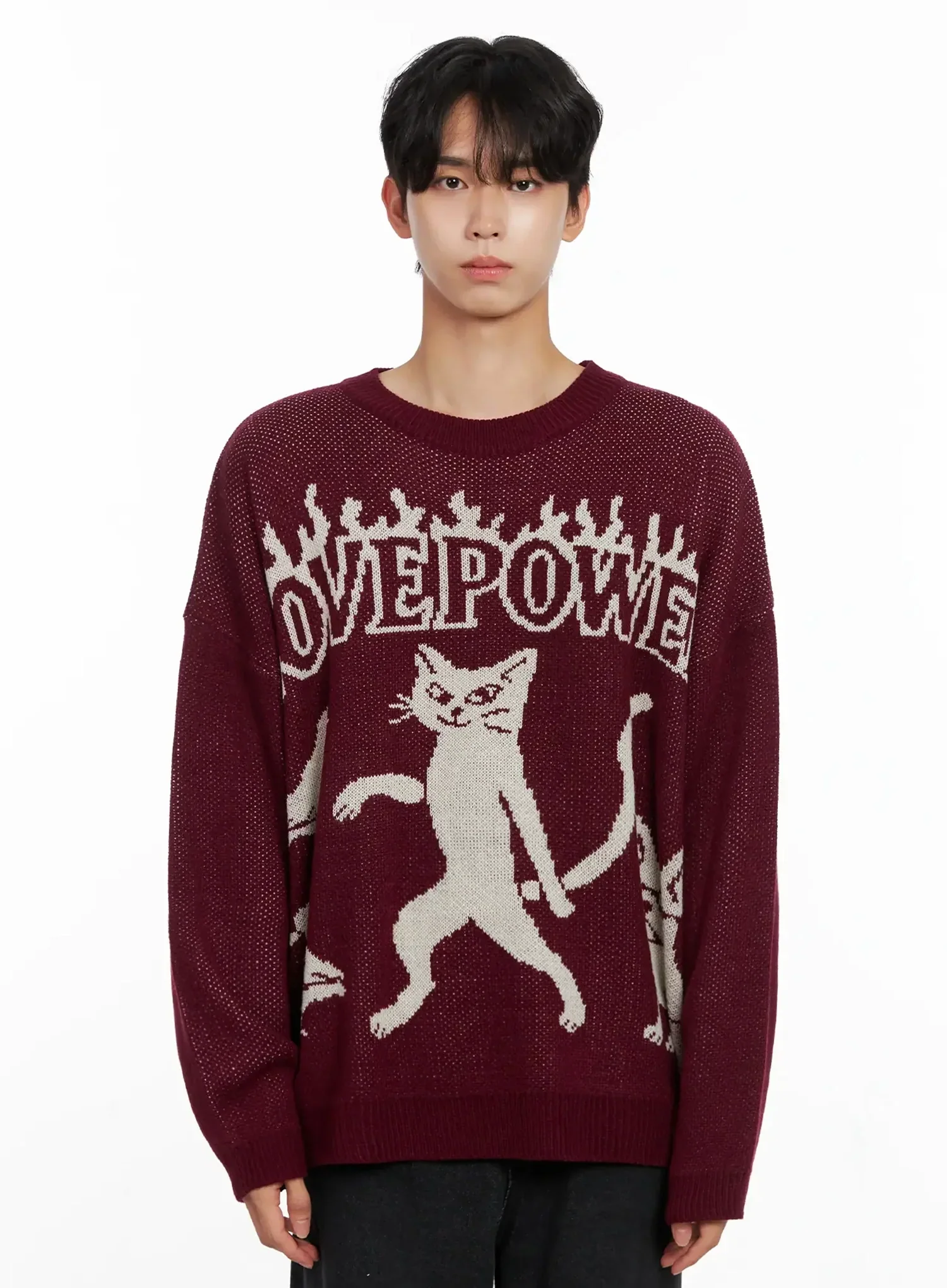 Men's Oversized Graphic Knit Sweater IO516 - Image 15