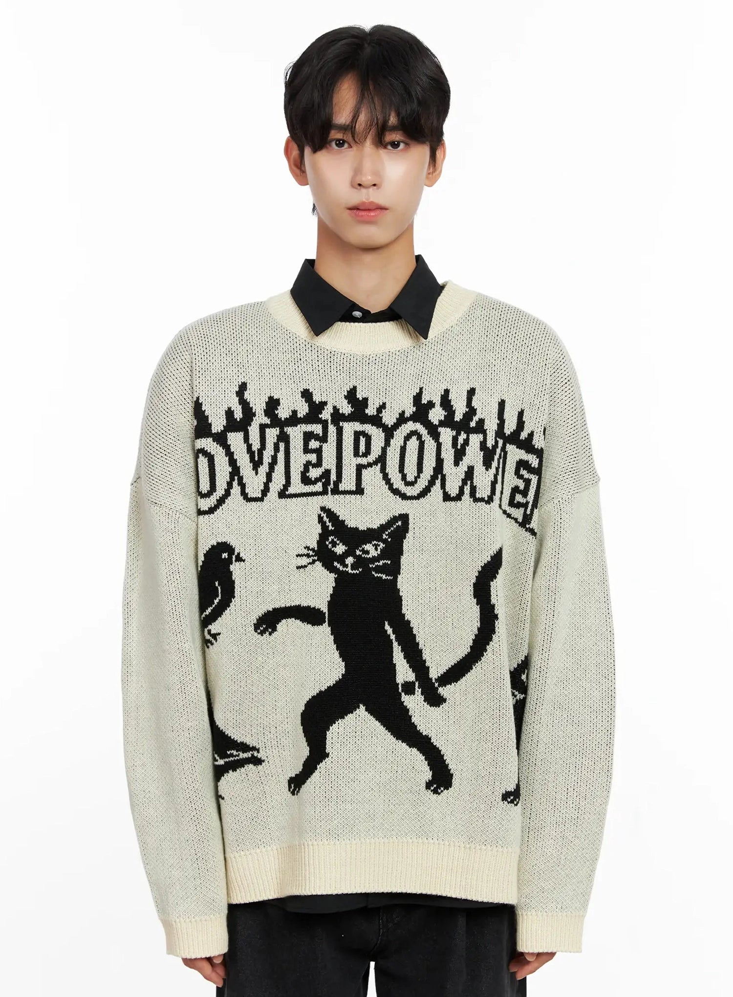 Men's Oversized Graphic Knit Sweater IO516 - Image 16