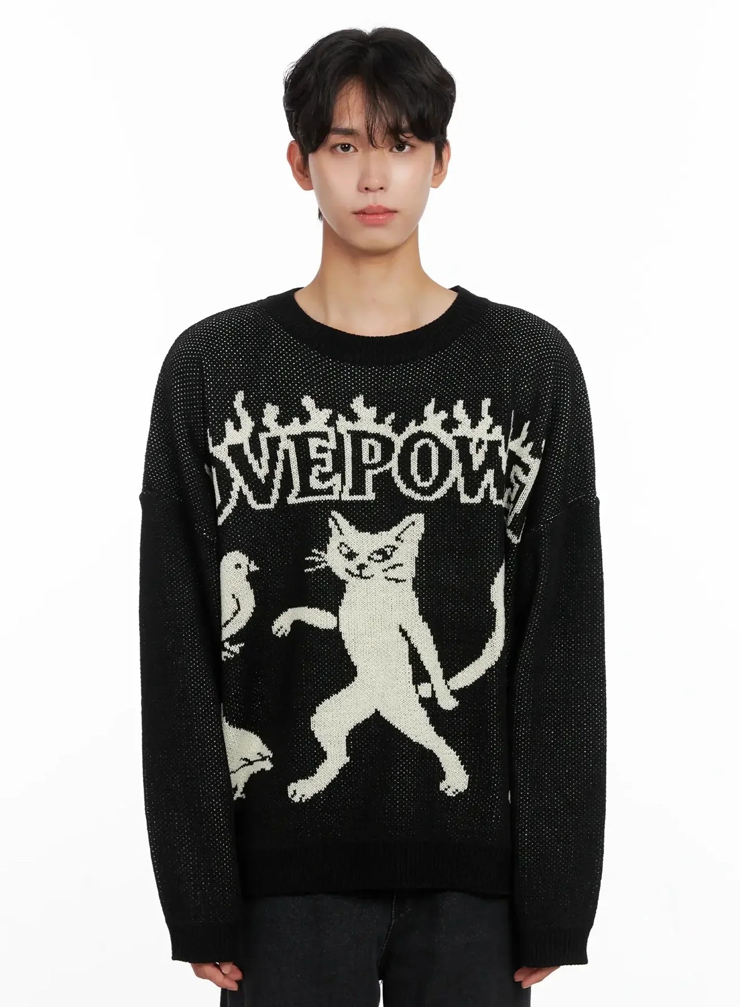Men's Oversized Graphic Knit Sweater IO516 - Image 17